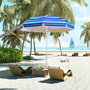 Voir la diapositive 2 : OUTSUNNY Parasol de plage inclinable rond dia. 1,8 m UPF50+ sac de transport inclus bleu blanc rayé