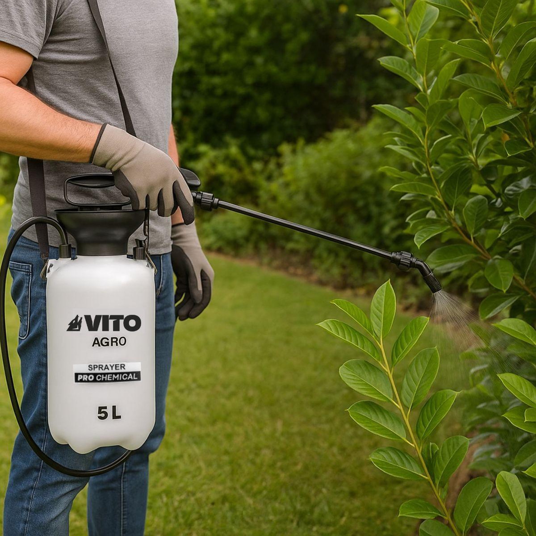 Voir la diapositive 2 : VITO Pulvérisateur de jardin 5l produits corrosifs, alcalins régulateur de pression vito