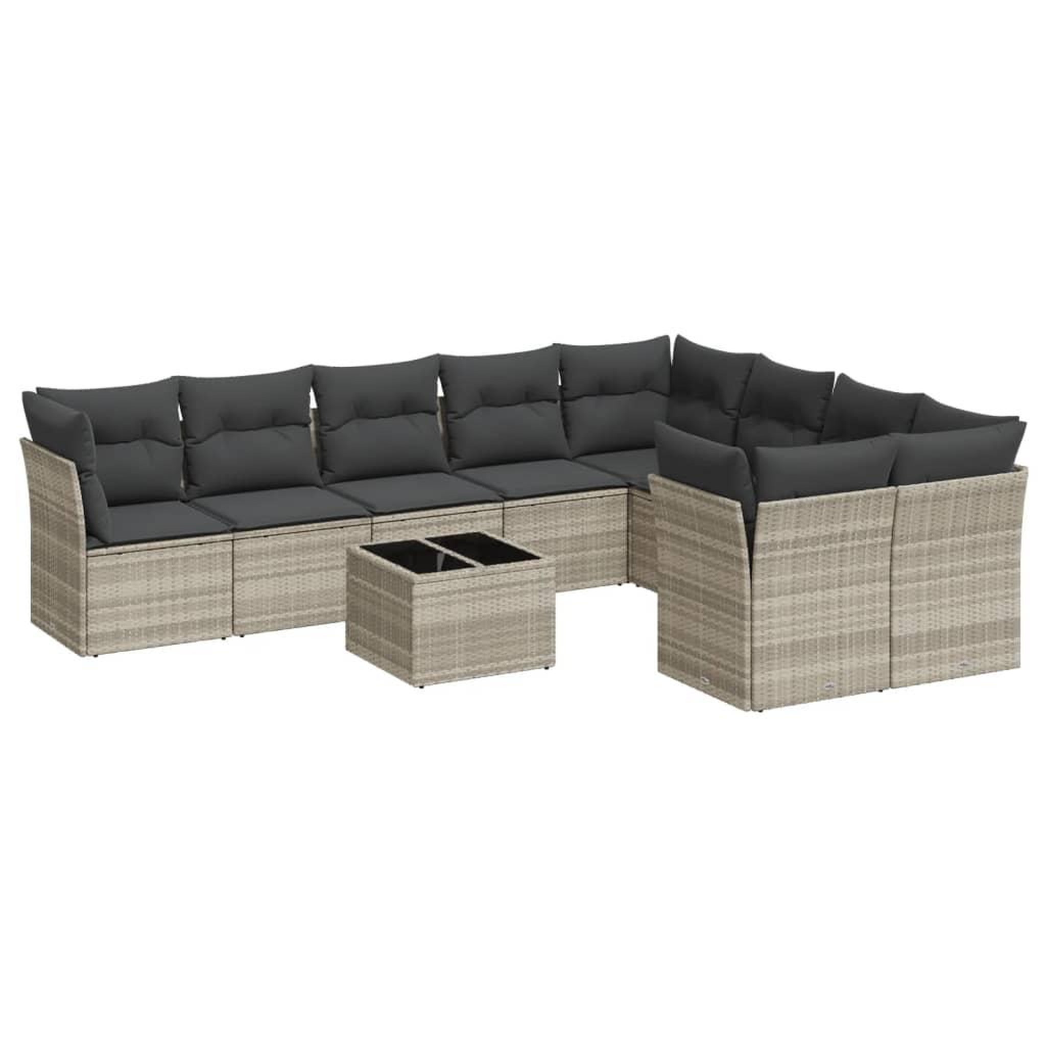 Voir la diapositive 2 : VIDAXL Salon de jardin avec coussins 10 pcs gris clair resine tressee