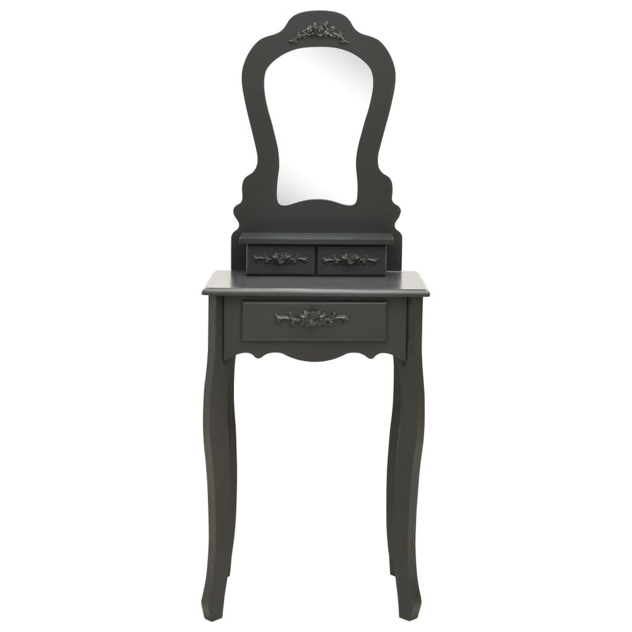 Voir la diapositive 3 : VIDAXL Ensemble de coiffeuse avec tabouret Gris 50x59x136 cm Paulownia