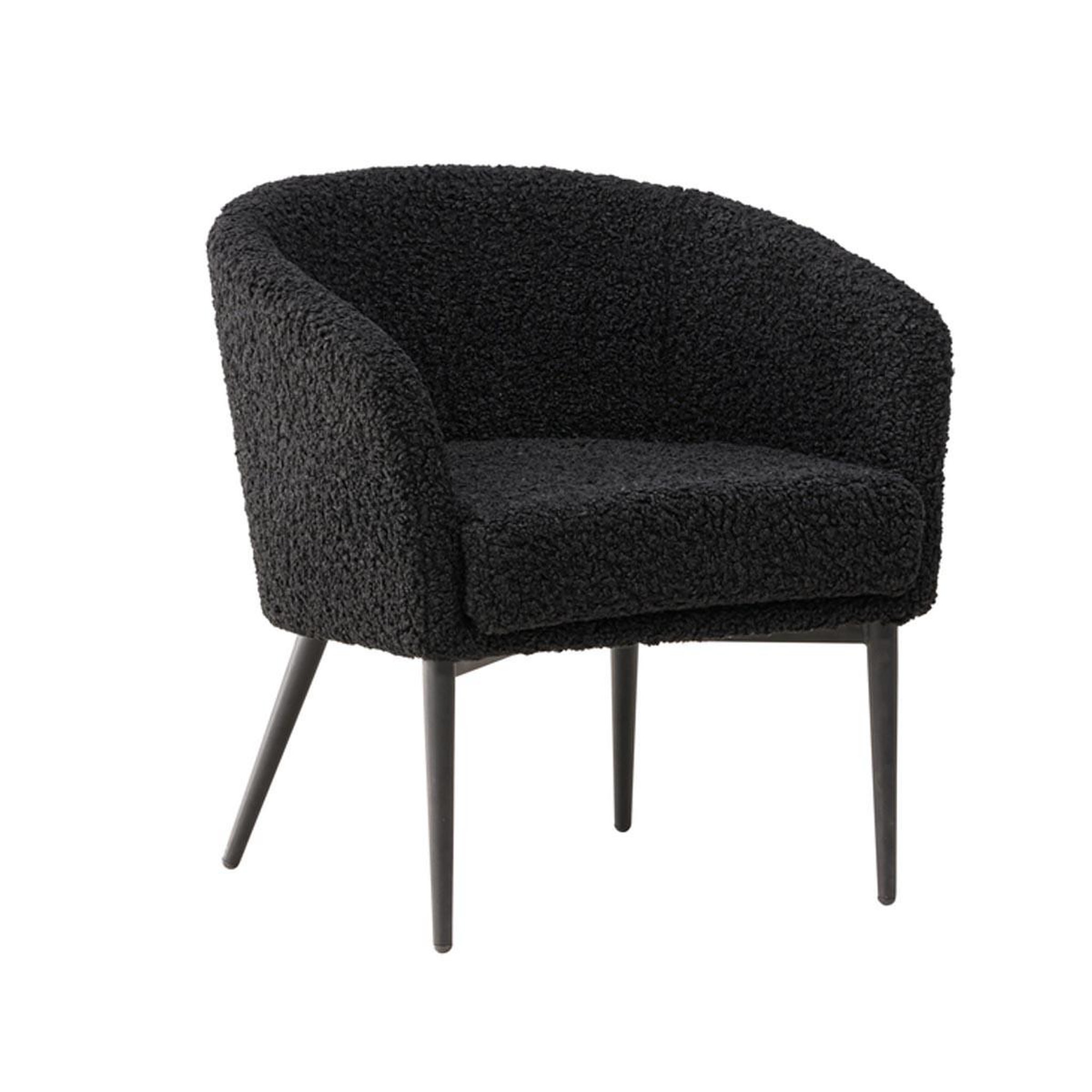 Paris Prix Fauteuil design tissu bouclette  fluffy  70cm noir