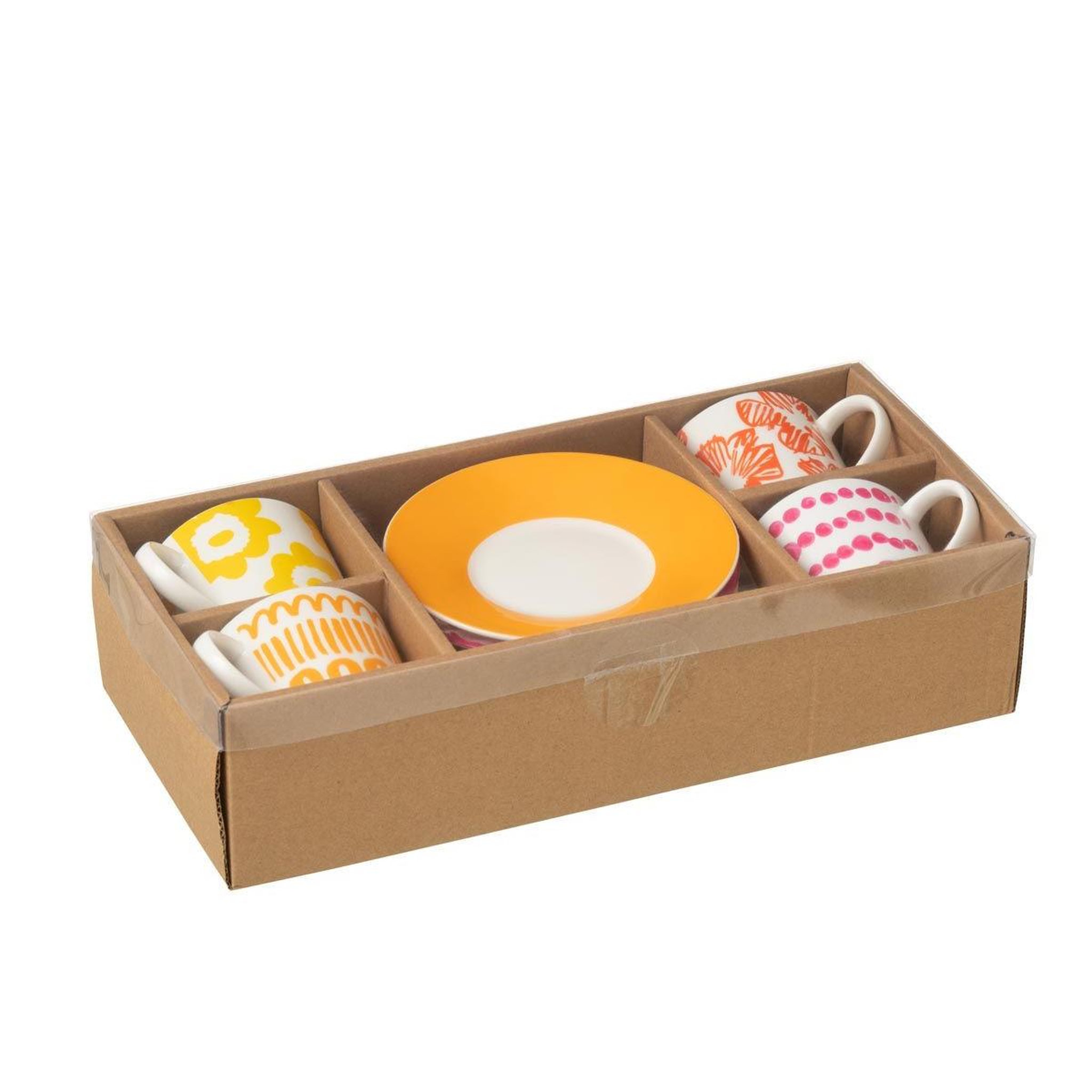 Voir la diapositive 5 : J-LINE Lot de 4 tasses & sous-tasses  fiesta sud  22cl multicolore