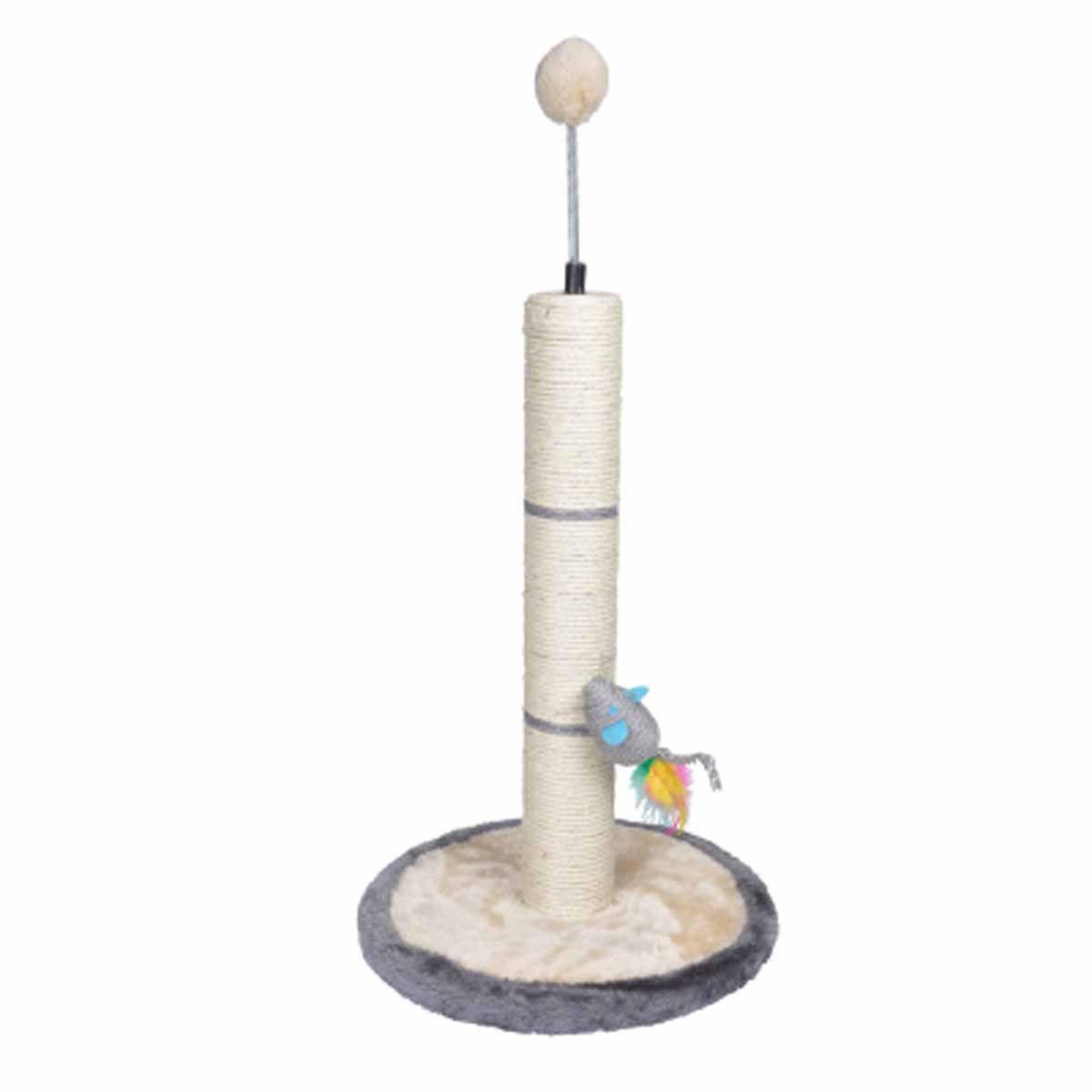 LOVE STORY Arbre à chat avec jouets  tronc  46cm gris & écru