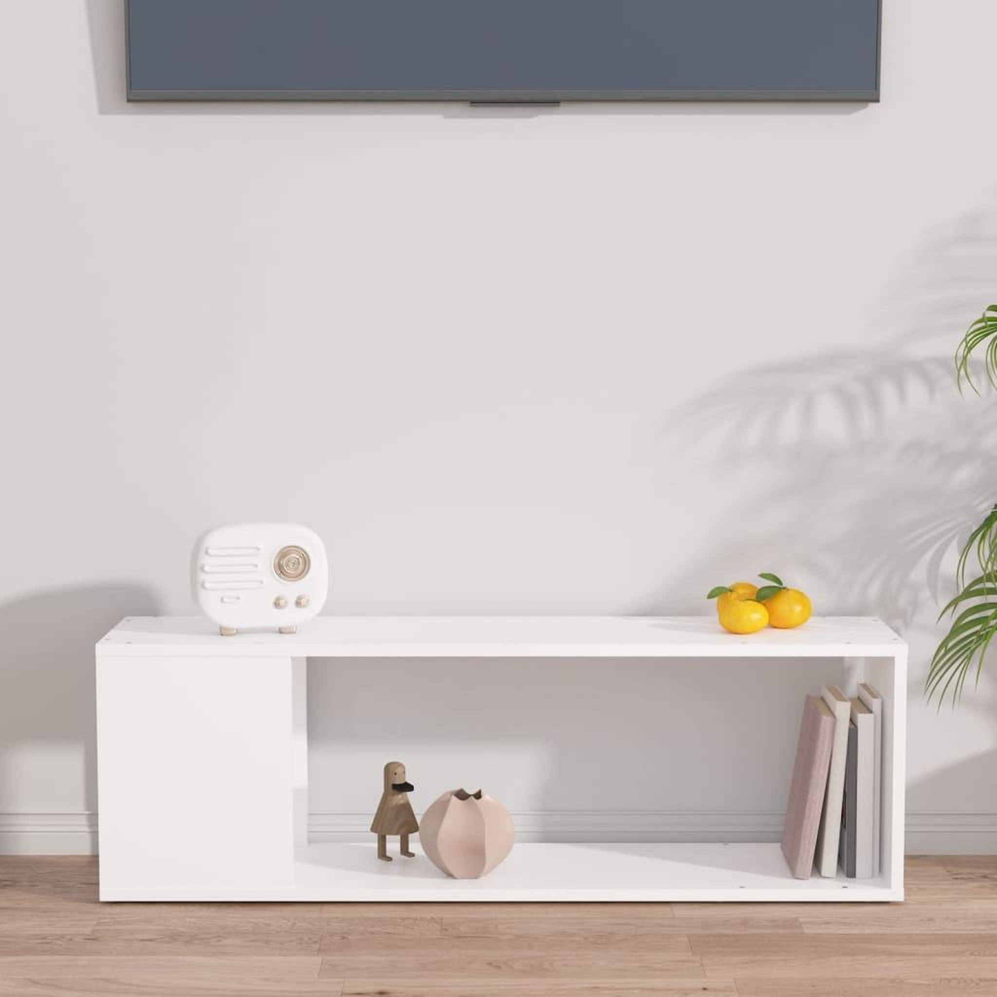 Voir la diapositive 5 : VIDAXL Meuble TV Blanc 100x24x32 cm Bois d'ingenierie