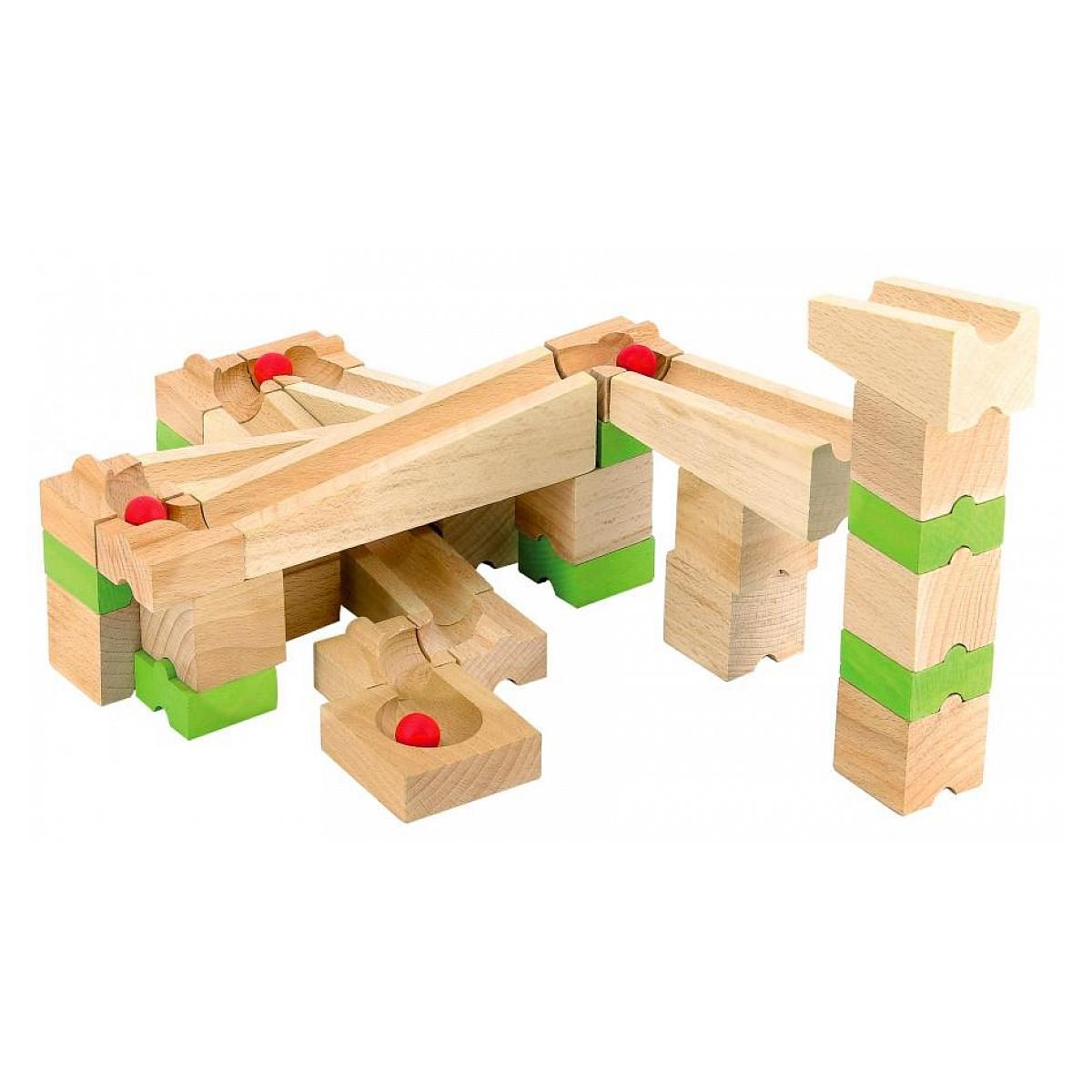 JeuJura Jeujura - Circuit de Billes en Bois - Ensemble de 40 Pièces pour Enfants