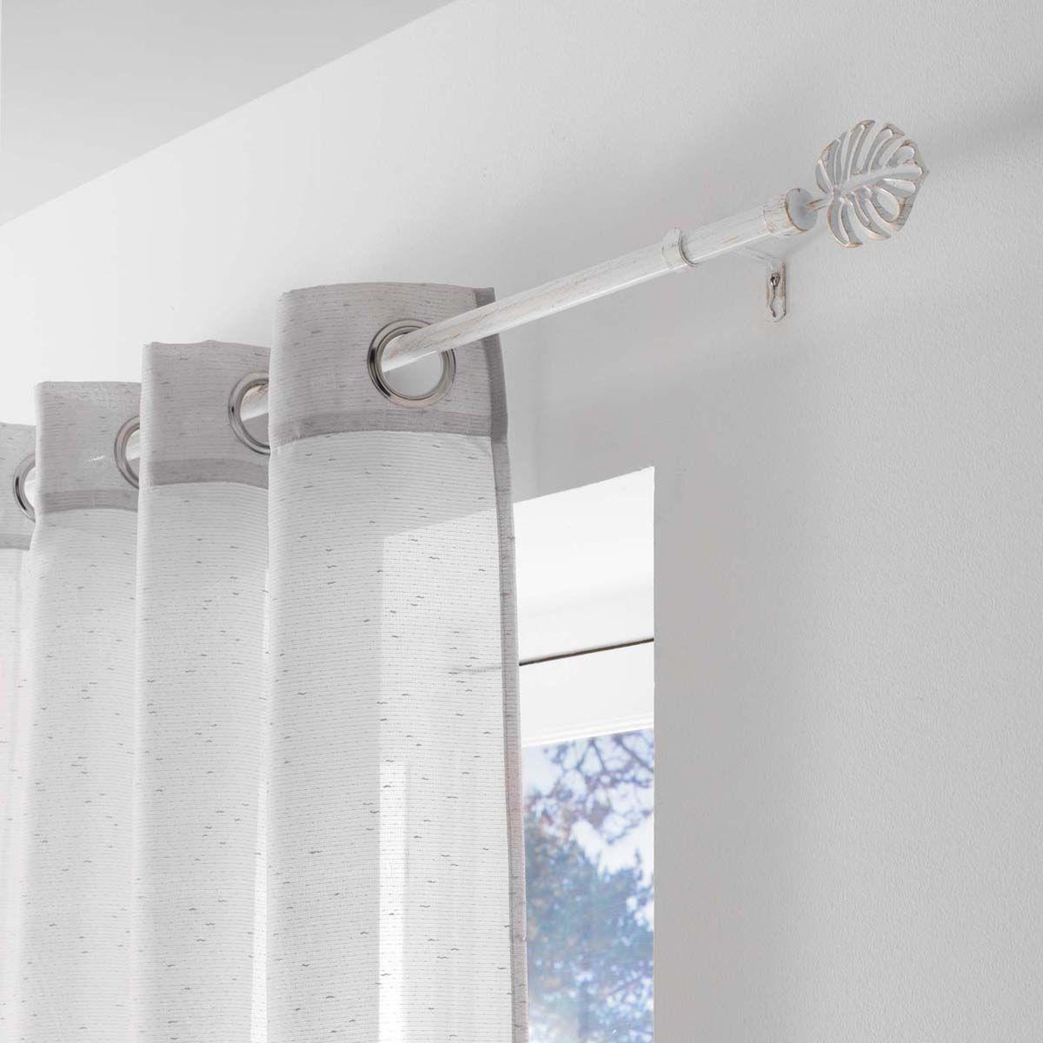 Voir la diapositive 2 : Douceur d'Intérieur Kit tringle déco extensible  tropi  120-210cm blanc