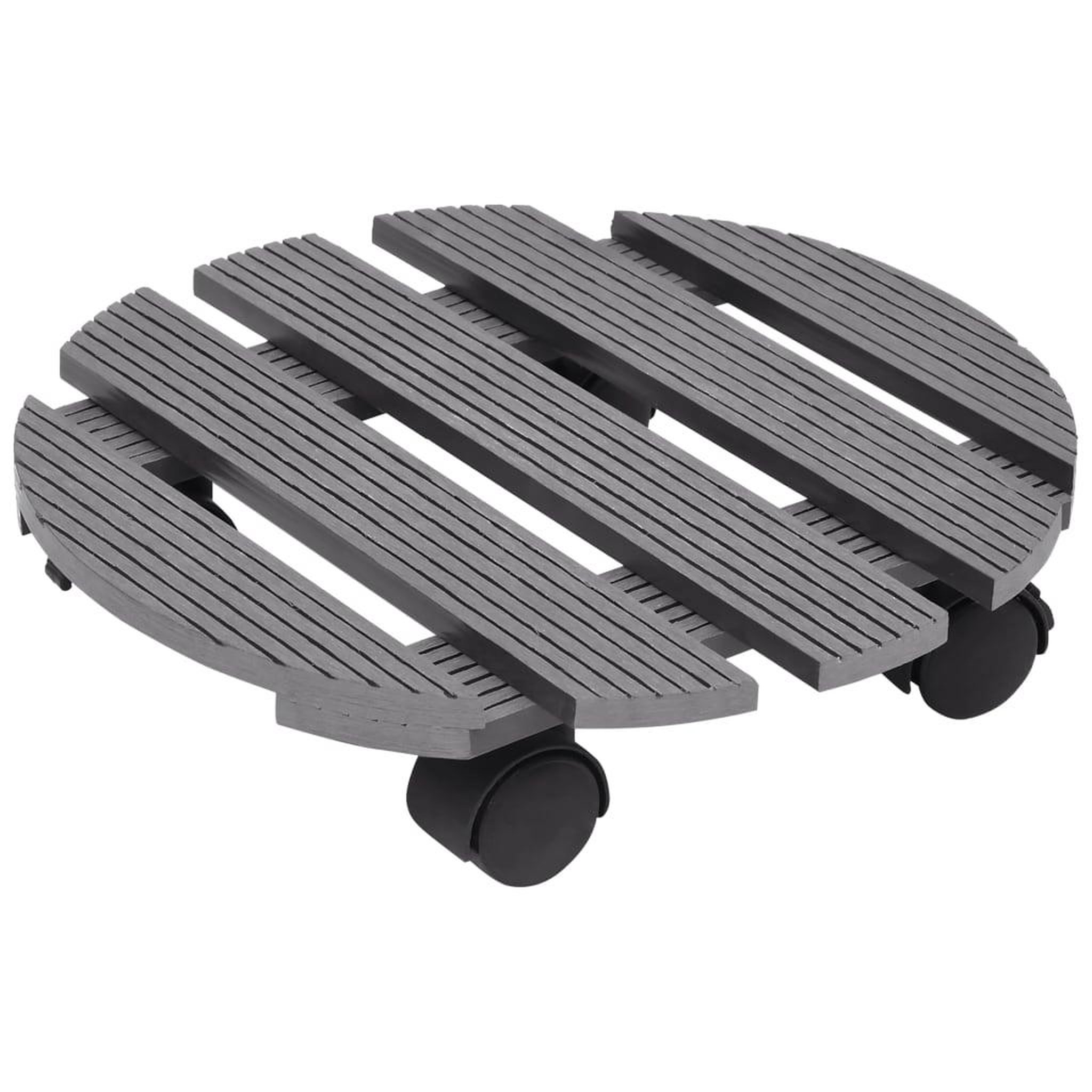 Voir la diapositive 2 : VIDAXL Chariots a plantes 2 pcs Gris Ø30x7,5 cm WPC