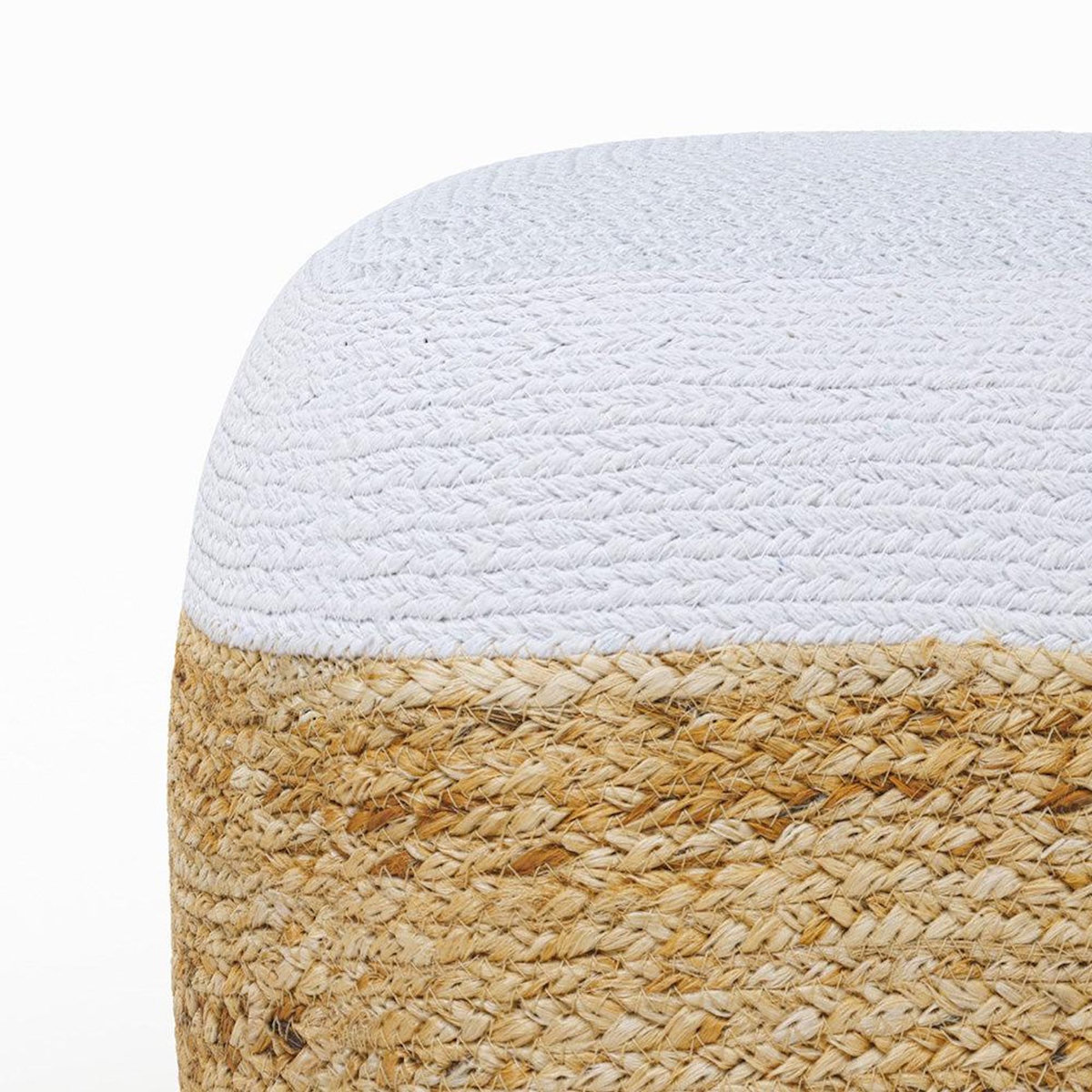 Rendez vous déco Pouf en jute beige et blanc D40 cm-Billy