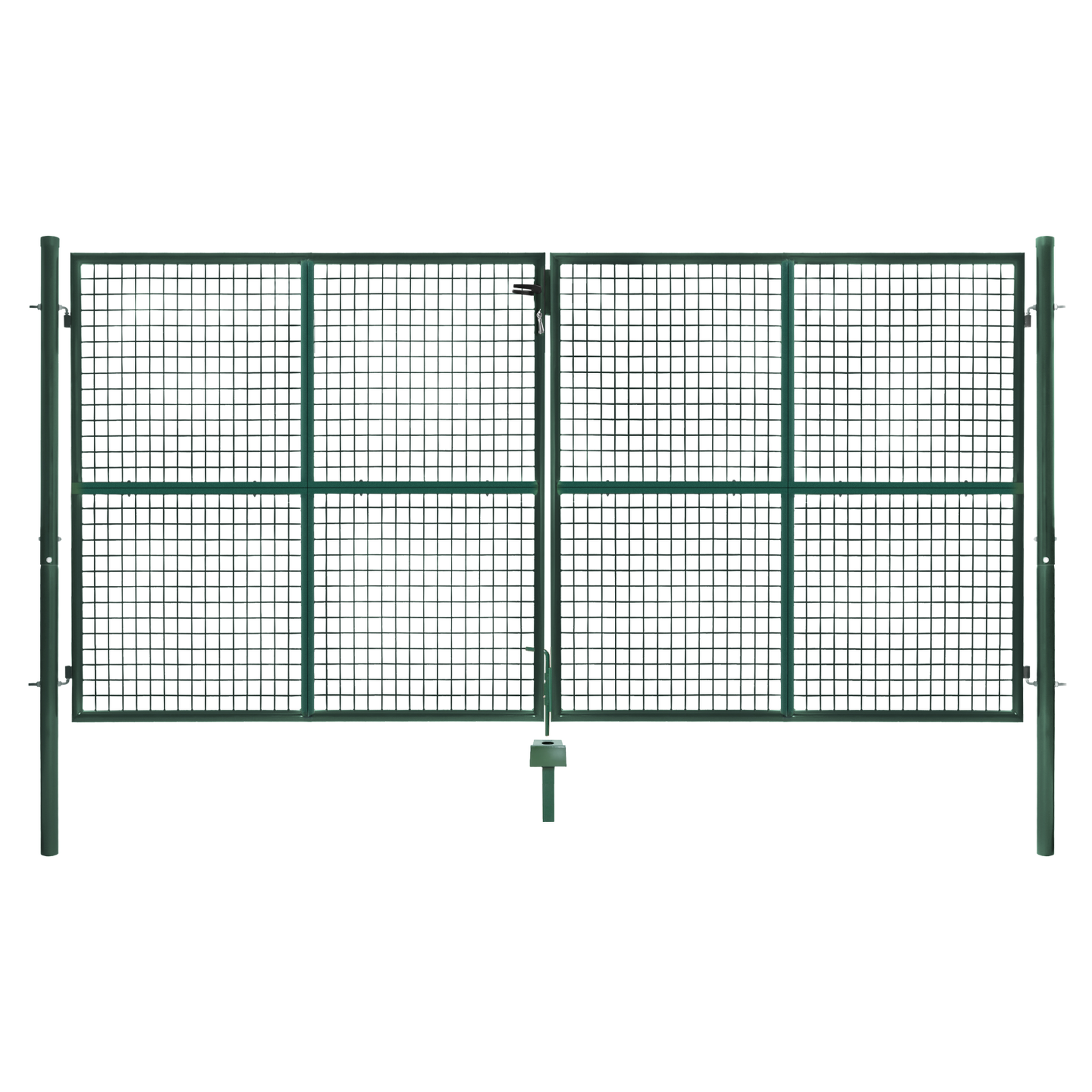 Voir la diapositive 3 : ID MARKET Portillon de jardin double porte 315 x 150 cm en acier vert avec serrure et poignée