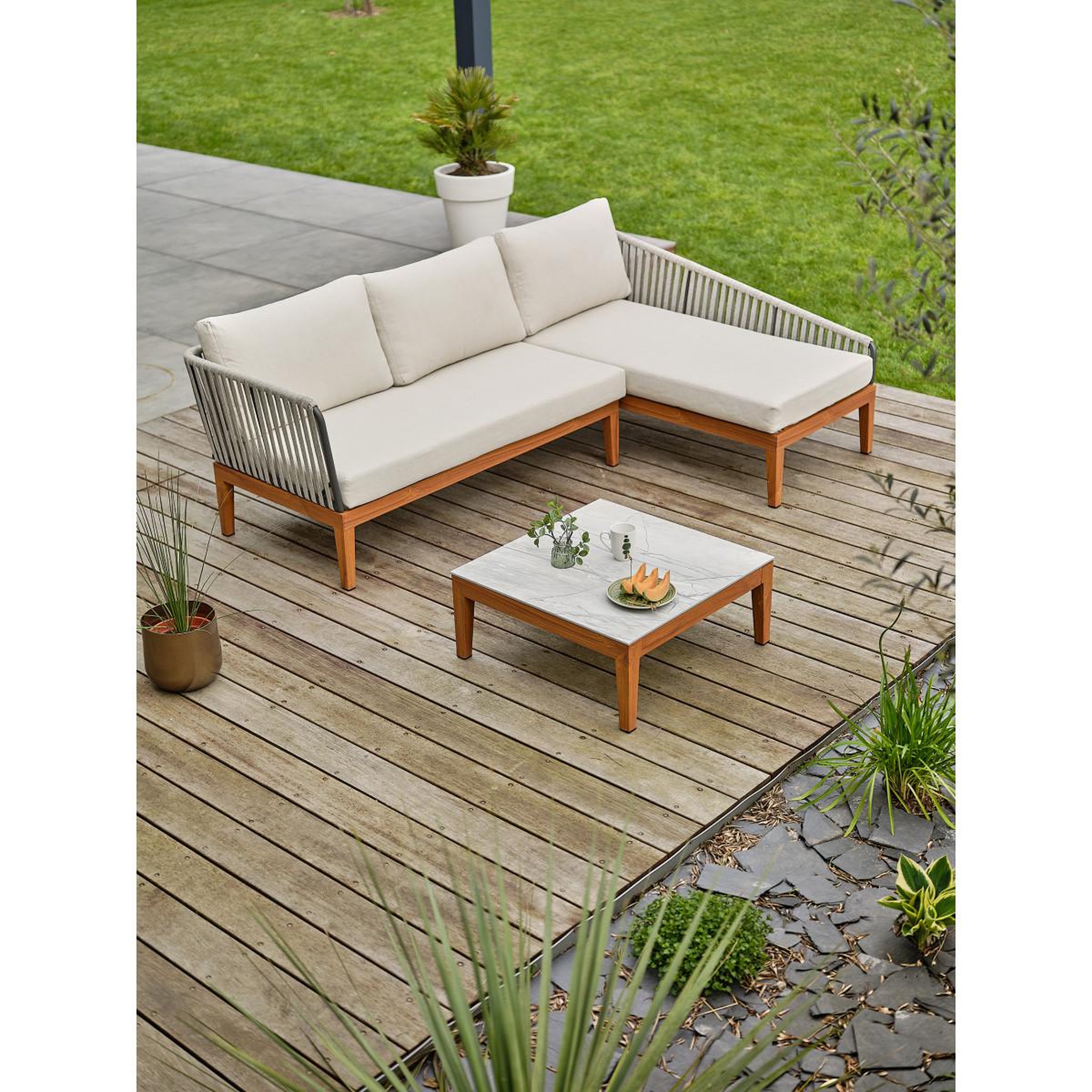 Voir la diapositive 2 : Paris Prix Salon de jardin 4 places  alphi  150cm marron