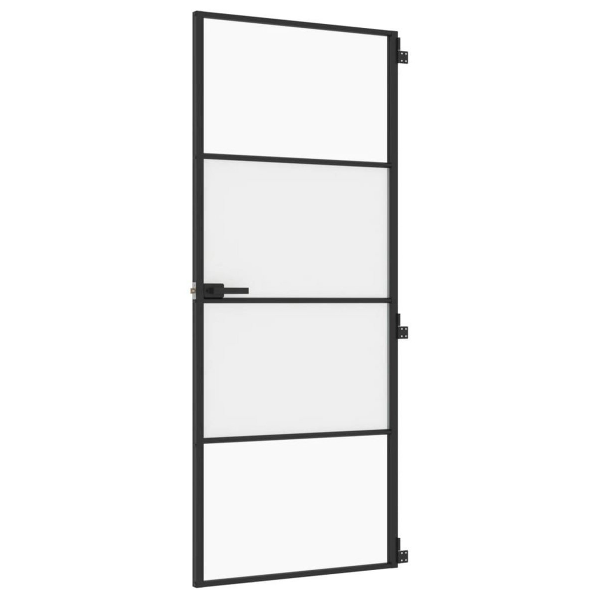 VIDAXL Porte interieure mince noir 83x201,5 cm verre trempe aluminium