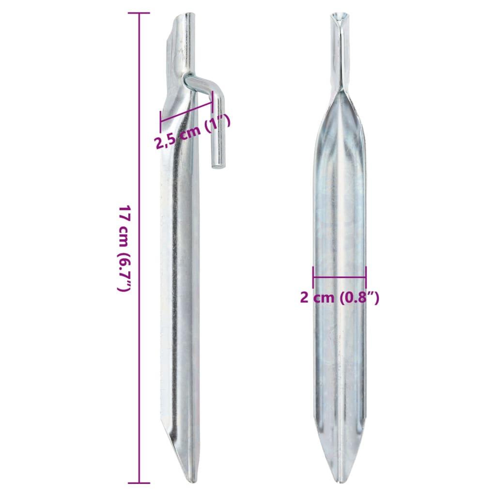 Voir la diapositive 6 : VIDAXL Piquets de tente 24pcs en forme de V 17cm Ø20mm acier galvanise