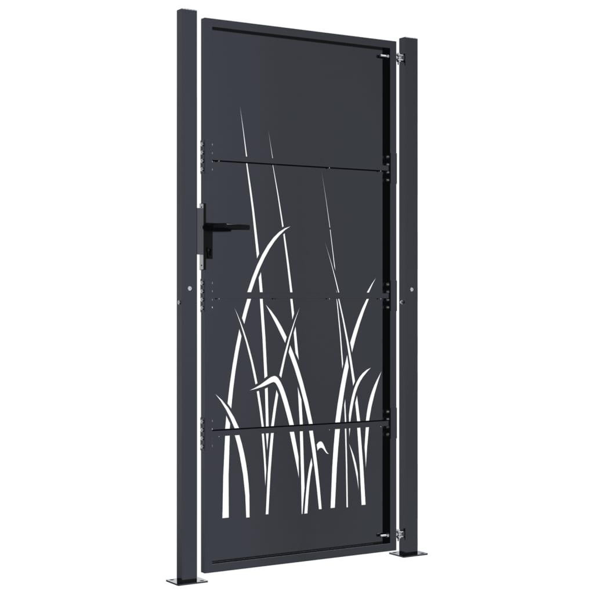 Voir la diapositive 4 : VIDAXL Portail de jardin anthracite 105x205cm acier conception d'herbe