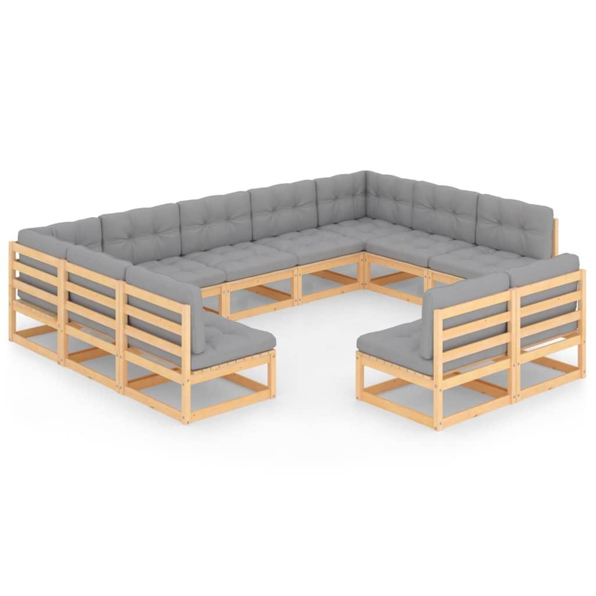 Voir la diapositive 2 : VIDAXL Salon de jardin 11 pcs avec coussins Bois de pin massif