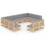Voir la diapositive 2 : VIDAXL Salon de jardin 11 pcs avec coussins Bois de pin massif