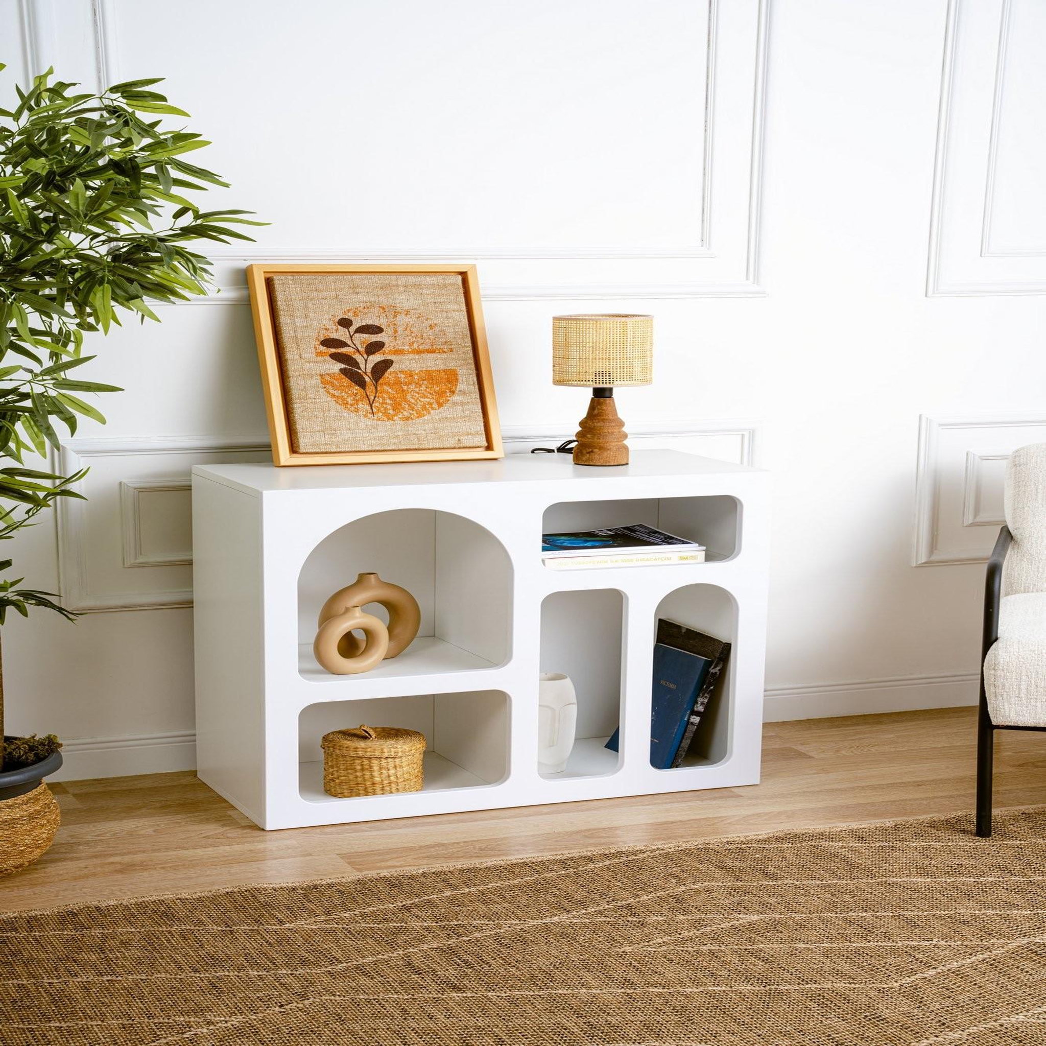 Voir la diapositive 3 : Habitat et Jardin Buffet en bois  lessa  - 80 x 37 x 74 cm - blanc