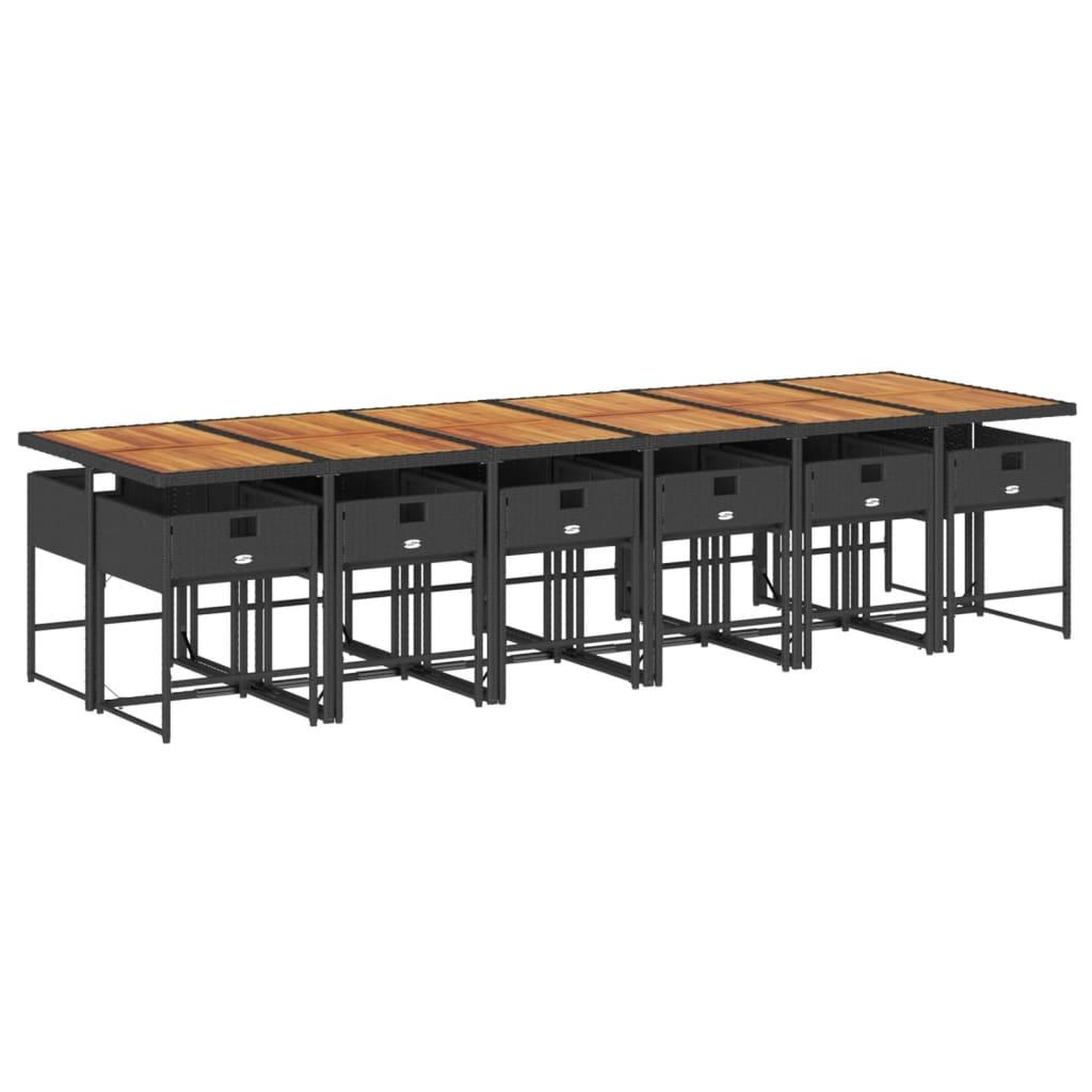 Voir la diapositive 5 : VIDAXL Ensemble a manger de jardin 13 pcs coussins noir resine tressee