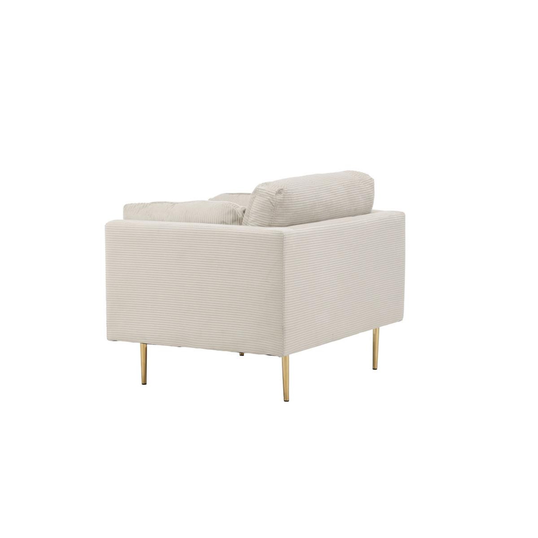Voir la diapositive 4 : Paris Prix Fauteuil design velours côtelé  boom  110cm beige clair