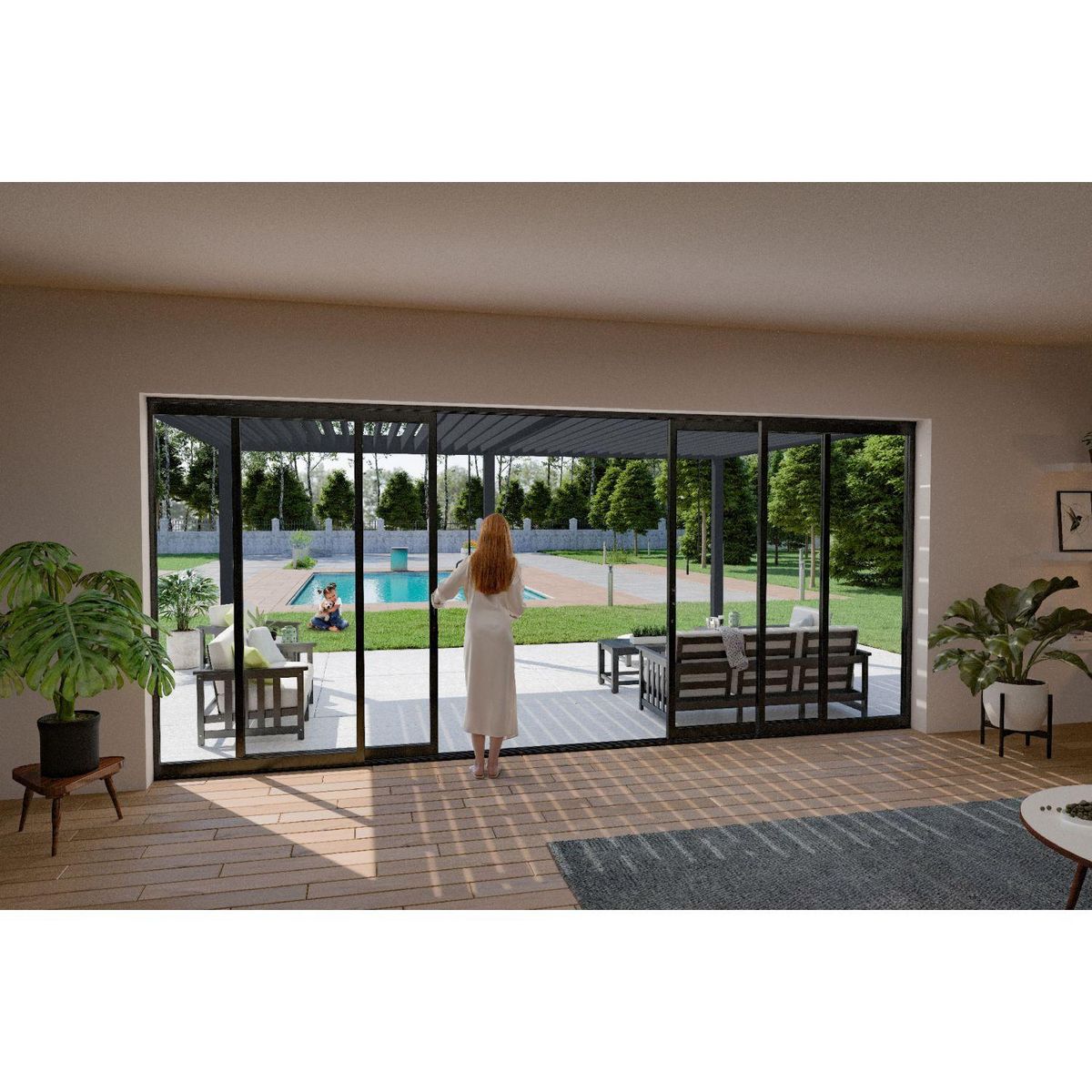 Pergola Bioclimatique adossée  4x6 m- Aluminium - Anthracite -  4x6m VS OmBREA®