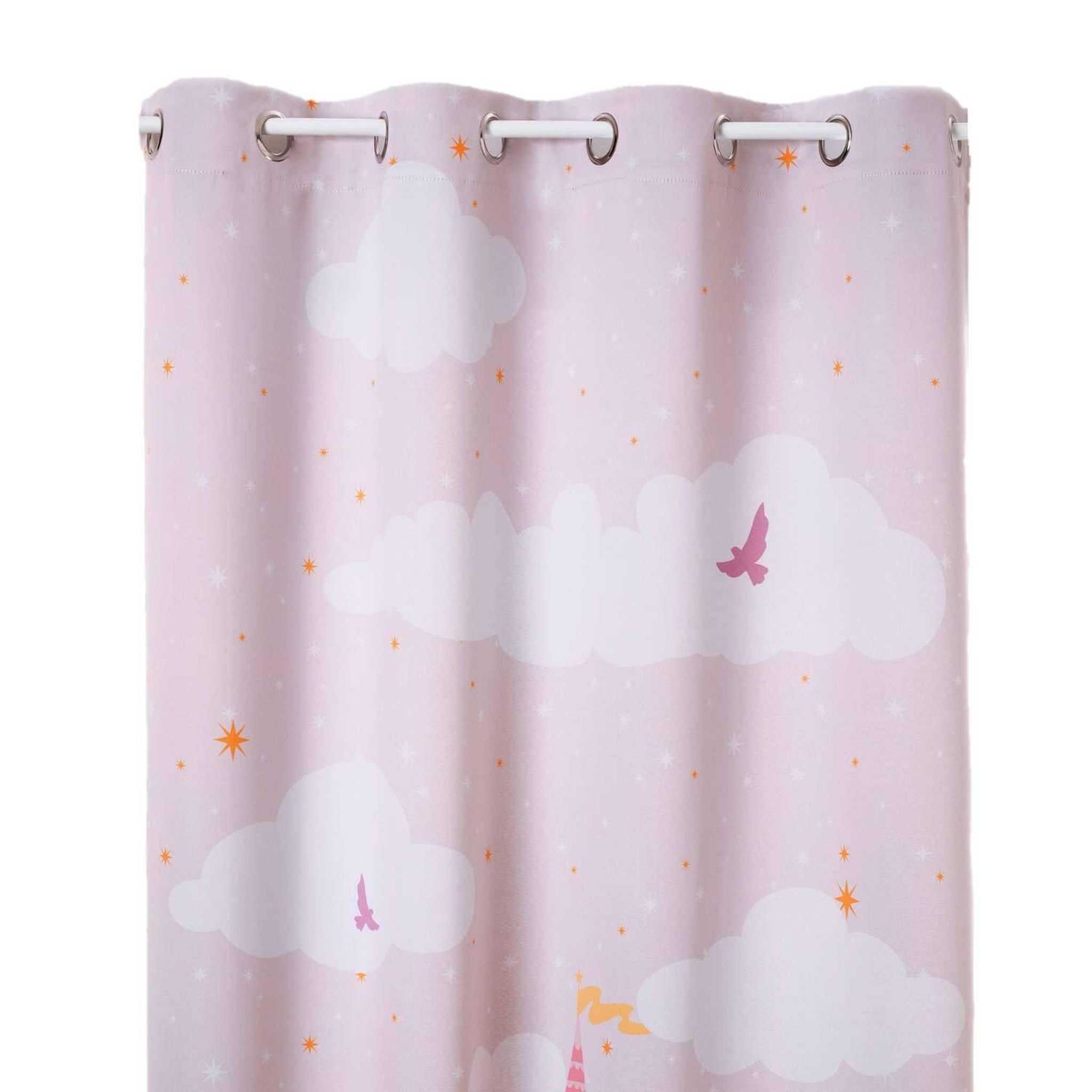 Atmosphera Kids Rideau occultant enfant Château - 135 x 260 cm - Rose