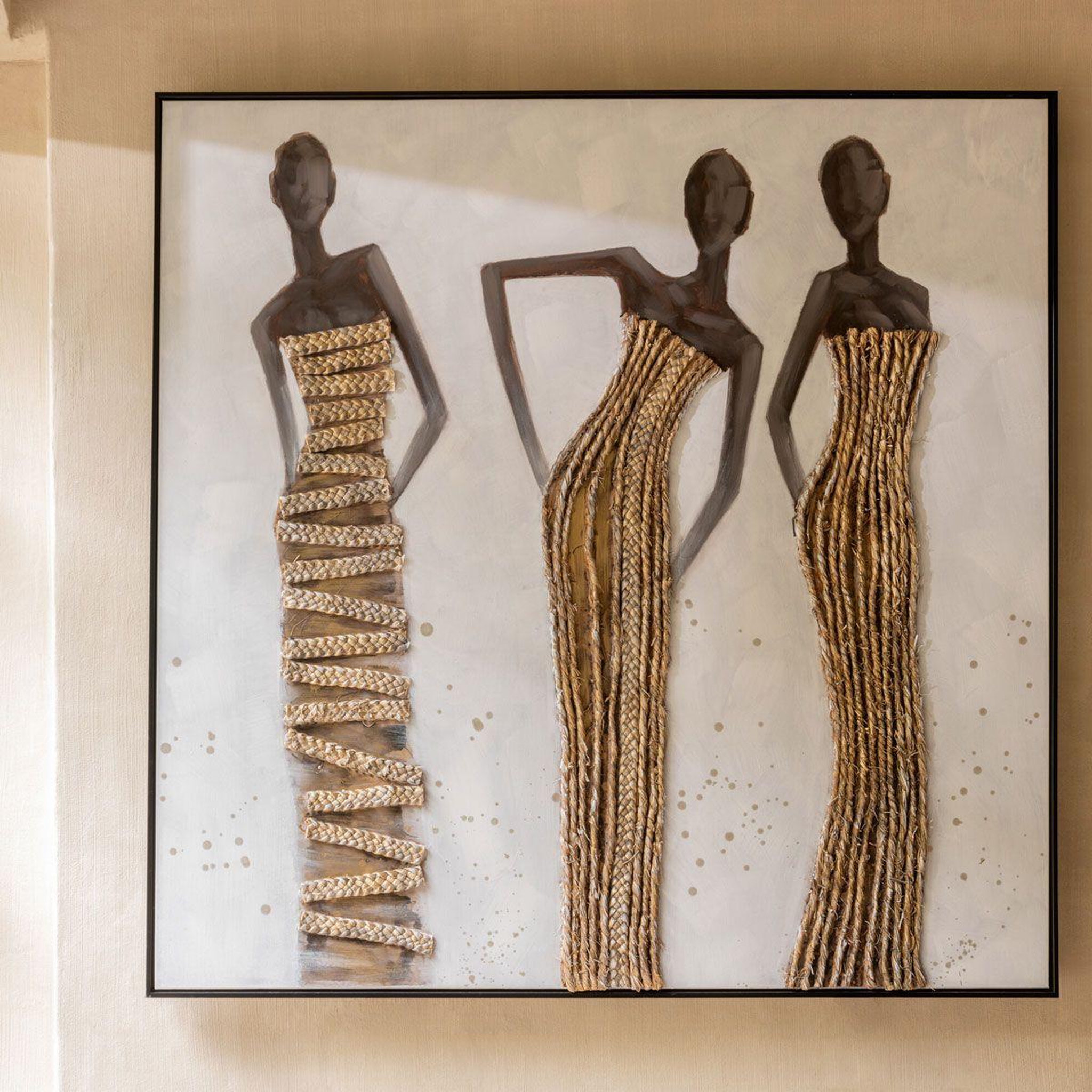 Voir la diapositive 4 : J-LINE Tableau peinture déco  3 femmes africaines  120cm multicolore