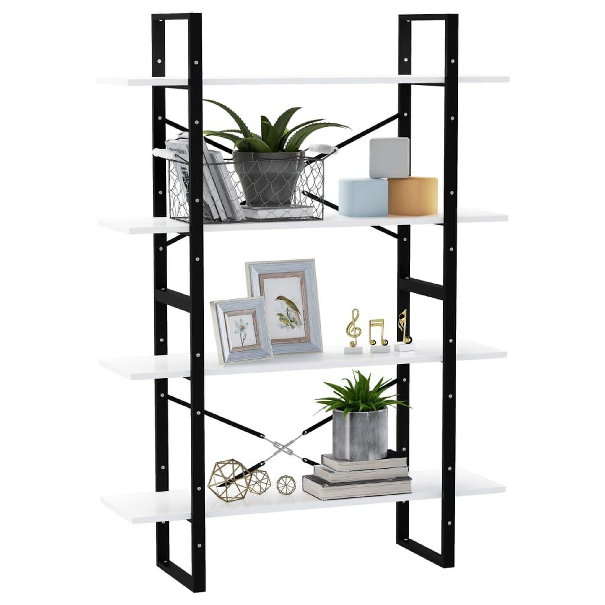Voir la diapositive 4 : VIDAXL Bibliotheque a 4 niveaux blanc 100x30x140 cm bois d'ingenierie