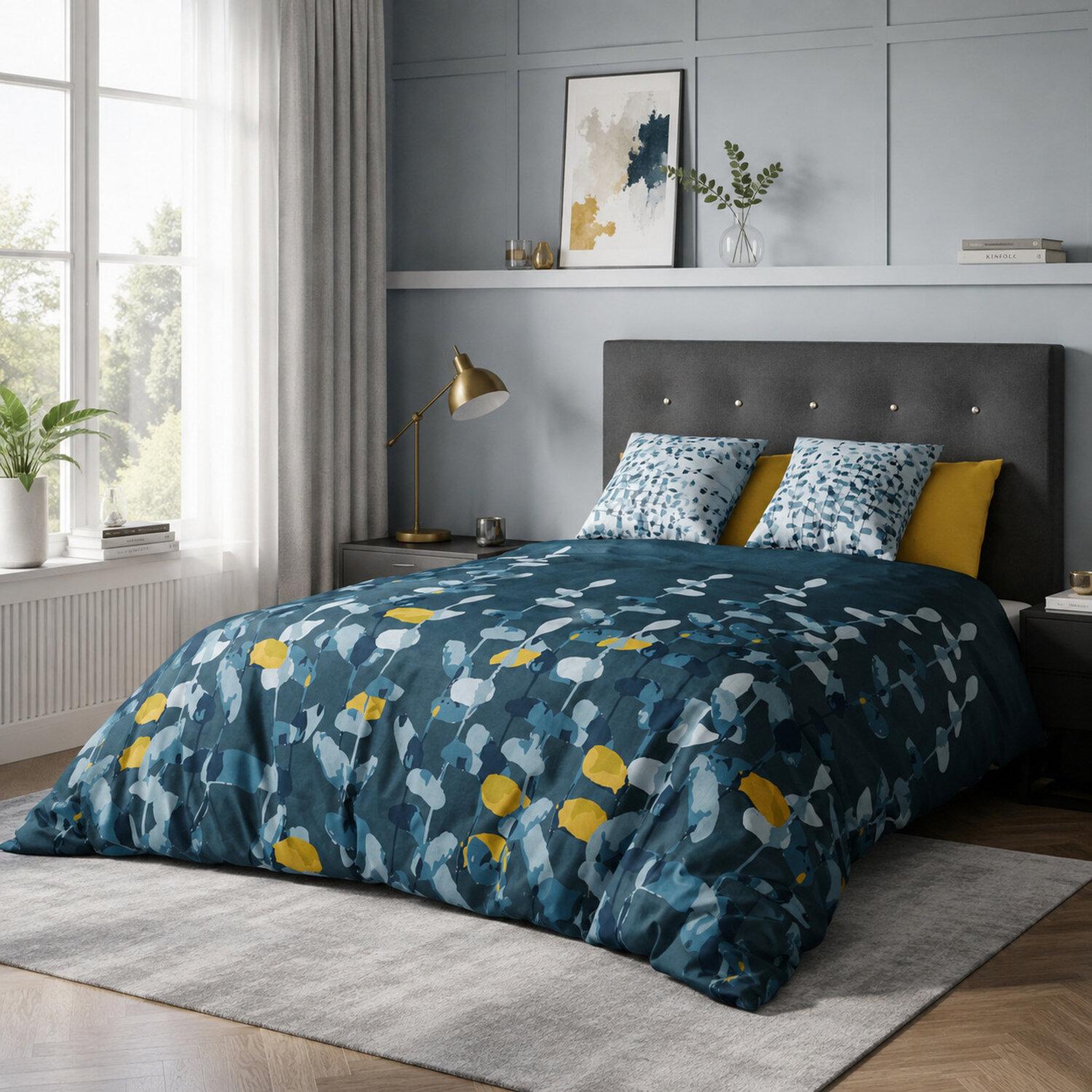 Voir la diapositive 3 : Les Ateliers du Linge Parure housse de couette 100% coton 47 fils/cm2-lunaria