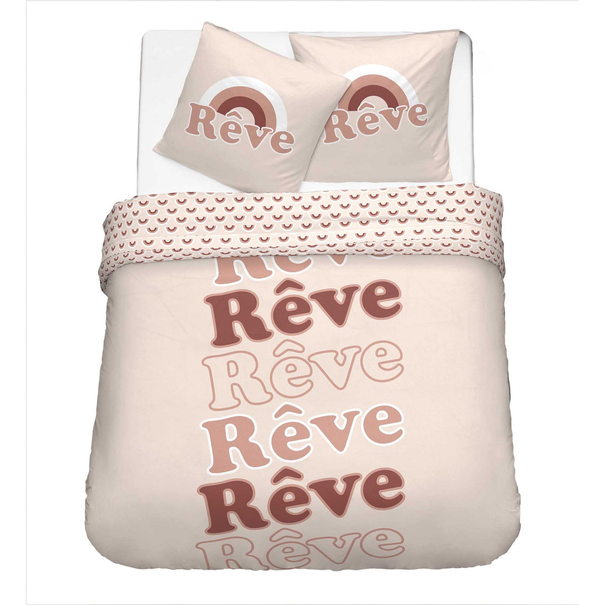 Parure housse de couette en polycoton imprimée RÊVE 