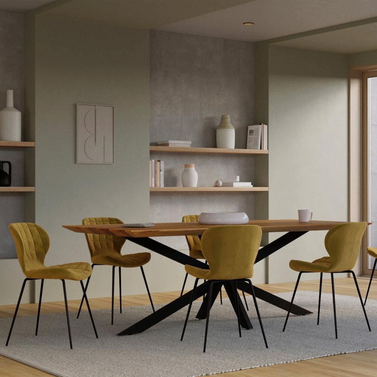 Rendez vous déco Lot de 2 chaises en velours jaune curry - Mazzia