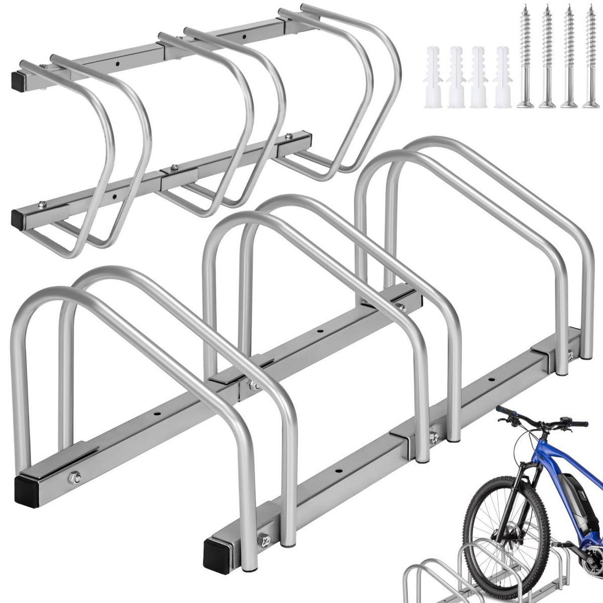 tectake Support à bicyclette en acier inoxydable argent