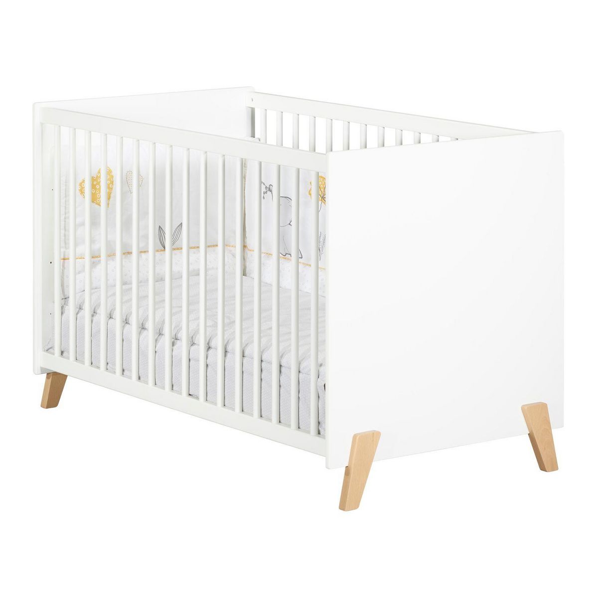 BABY PRICE  Lit bébé sommier réglable 60x120cm JOY coloris naturel  
