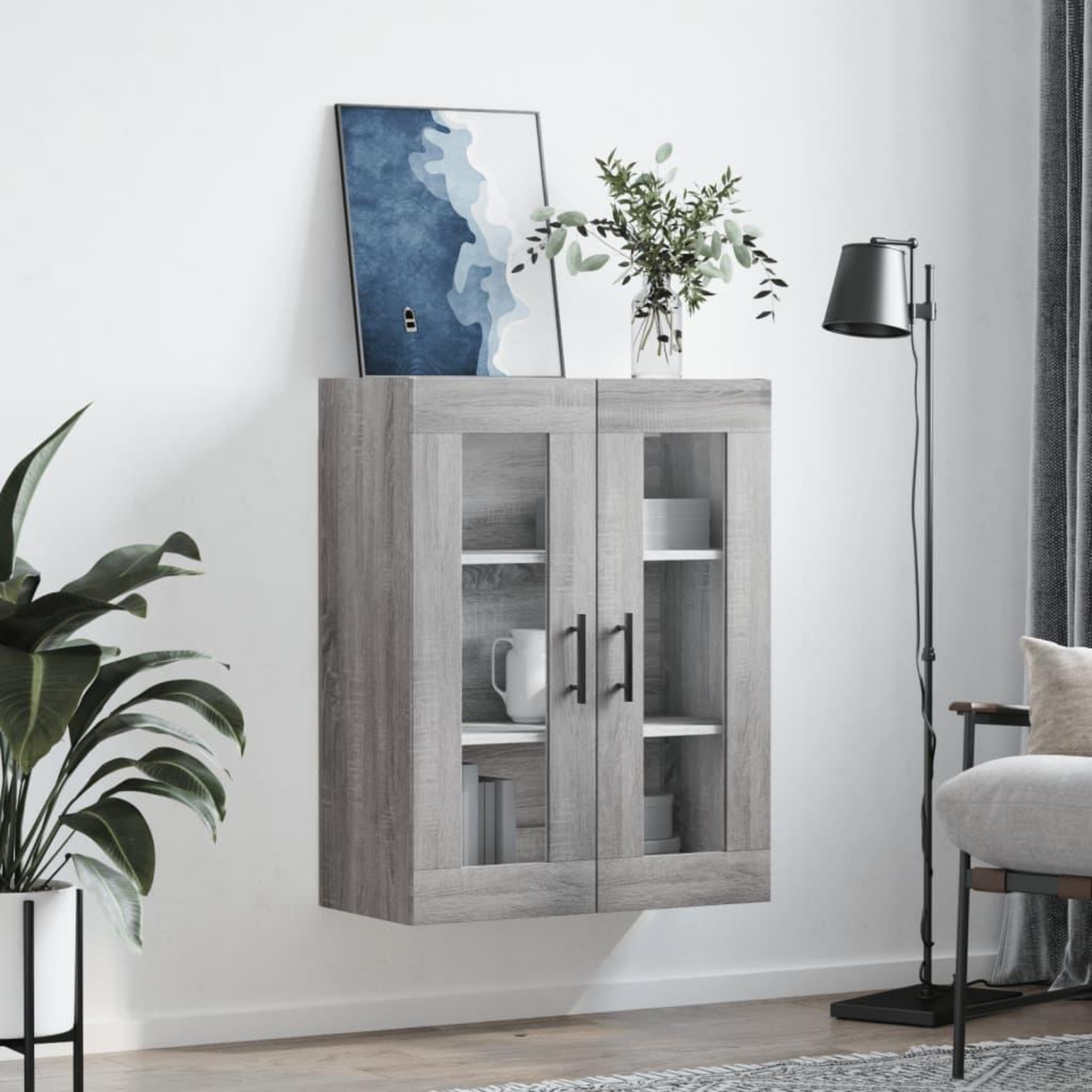 Voir la diapositive 3 : VIDAXL Armoire murale sonoma gris 69,5x34x90 cm