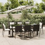 VIDAXL Ensemble a manger jardin 9pcs et coussins noir resine tressee