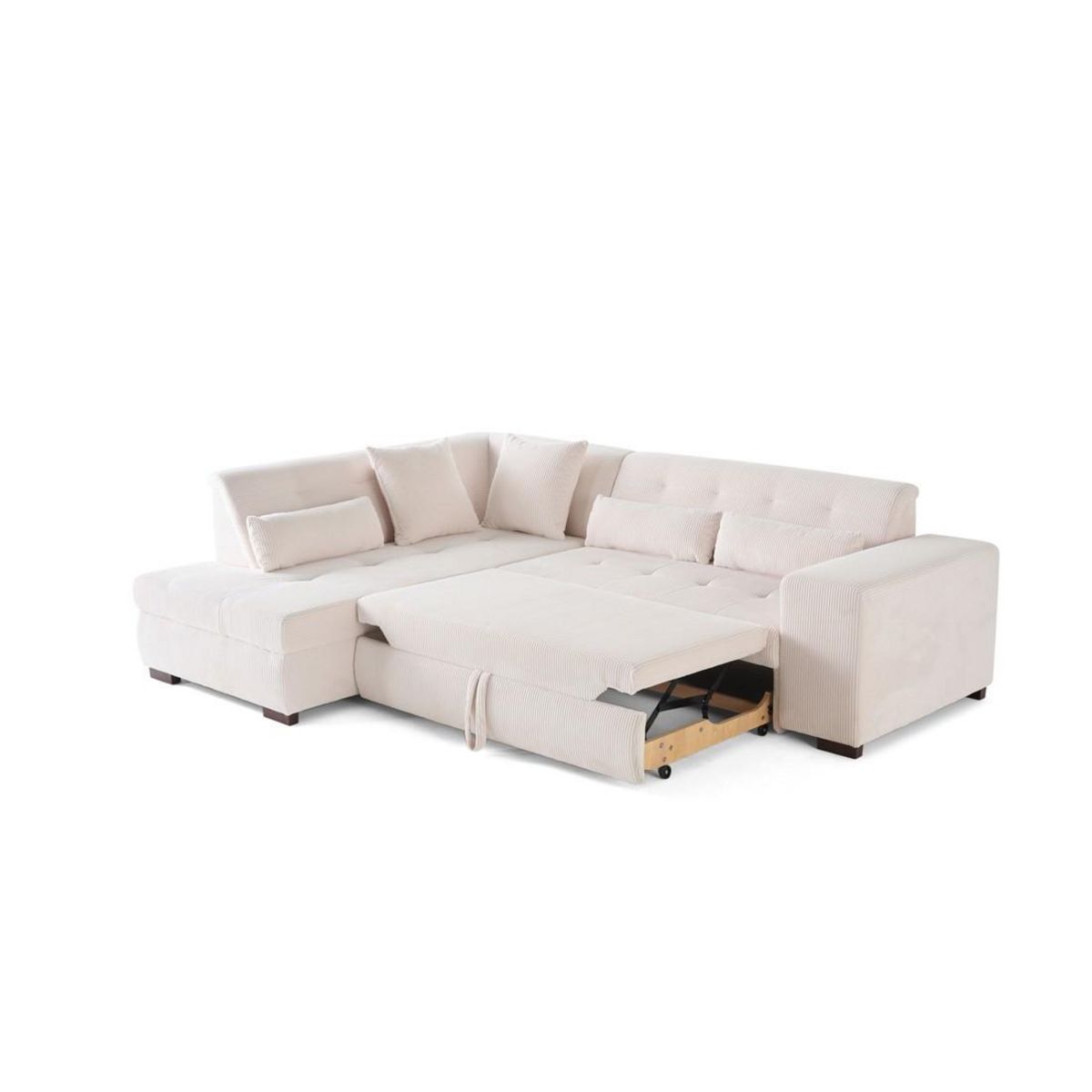 LISA DESIGN Vermont - canapé d'angle gauche - 5 places - convertible - en velours côtelé