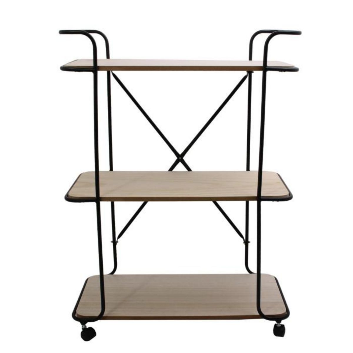 Paris Prix Desserte Industrielle  3 Niveaux  83cm Naturel & Noir