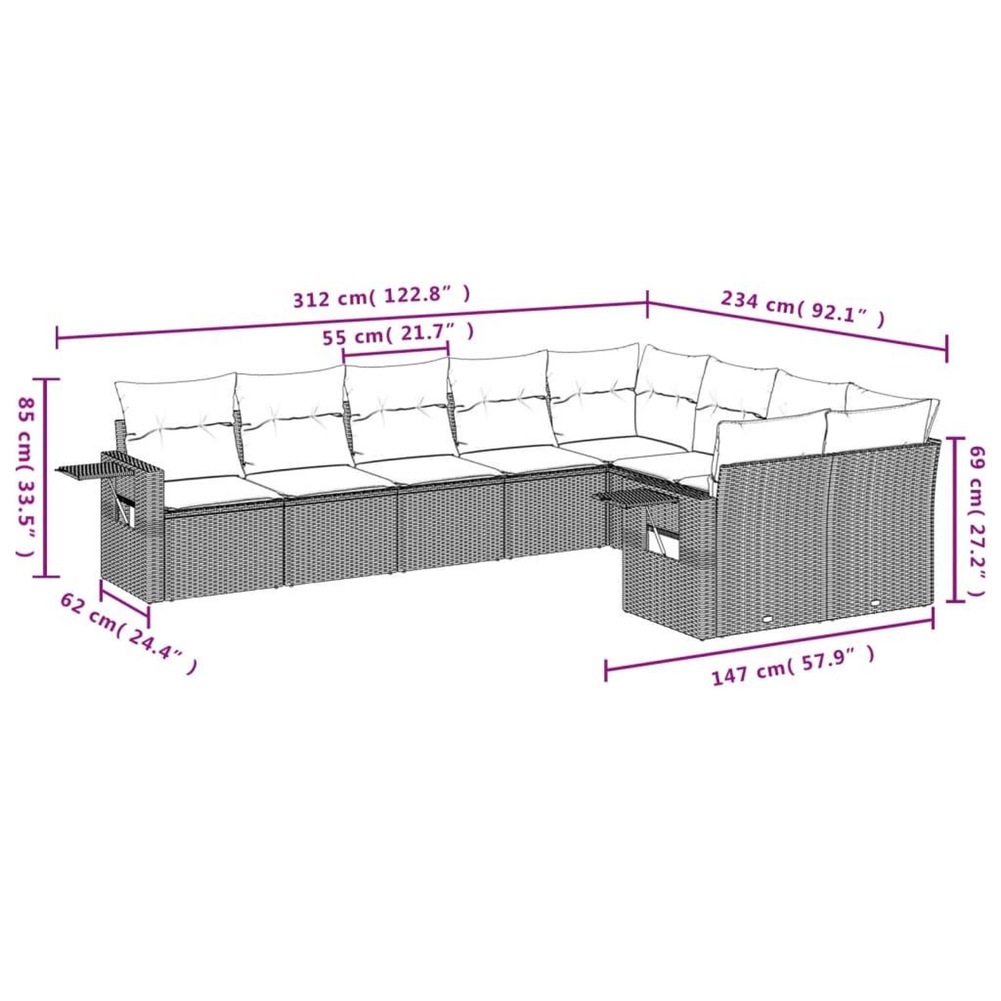 Voir la diapositive 6 : VIDAXL Salon de jardin 9 pcs avec coussins noir resine tressee