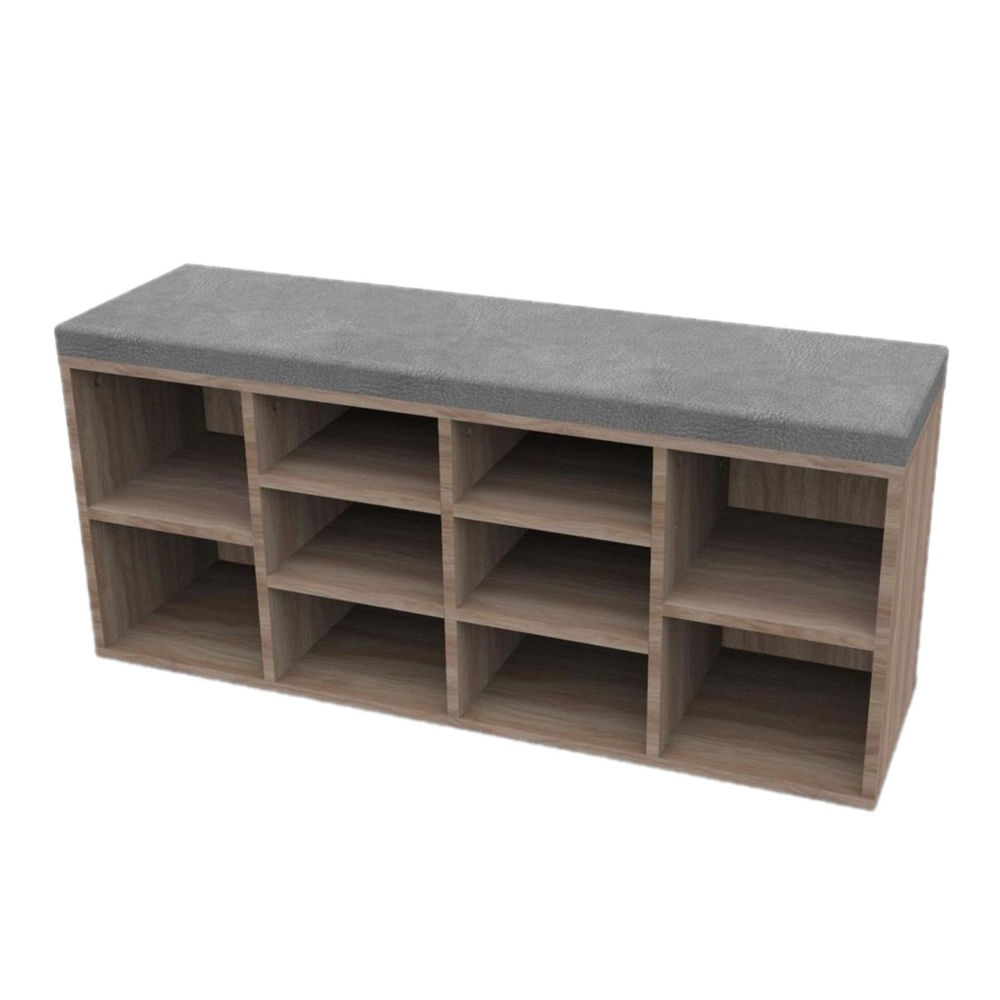 TOILINUX Banc de rangement à chaussures avec coussin joe - 103,5x29,5x48 cm - marron
