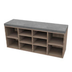 TOILINUX Banc de rangement à chaussures avec coussin JOE - 103,5x29,5x48 cm - Marron