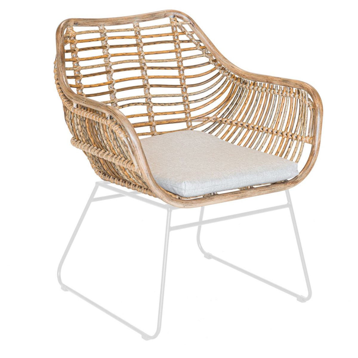 JARDILINE Lot de 2 fauteuils de jardin - Résine tressée/Acier - Imitation rotin - PEMBA