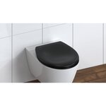 CENTRALE BRICO Abattant WC en Duroplast, noir mat, avec frein de chute et détachable