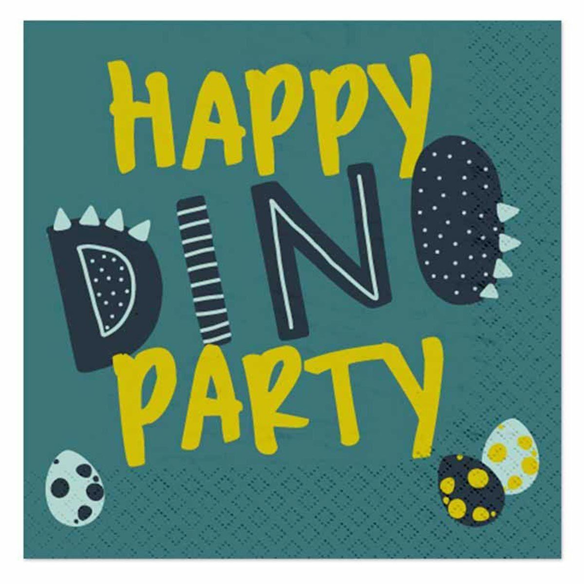 HOMEA Lot de 20 serviettes en papier  happy dino  33x33cm vert