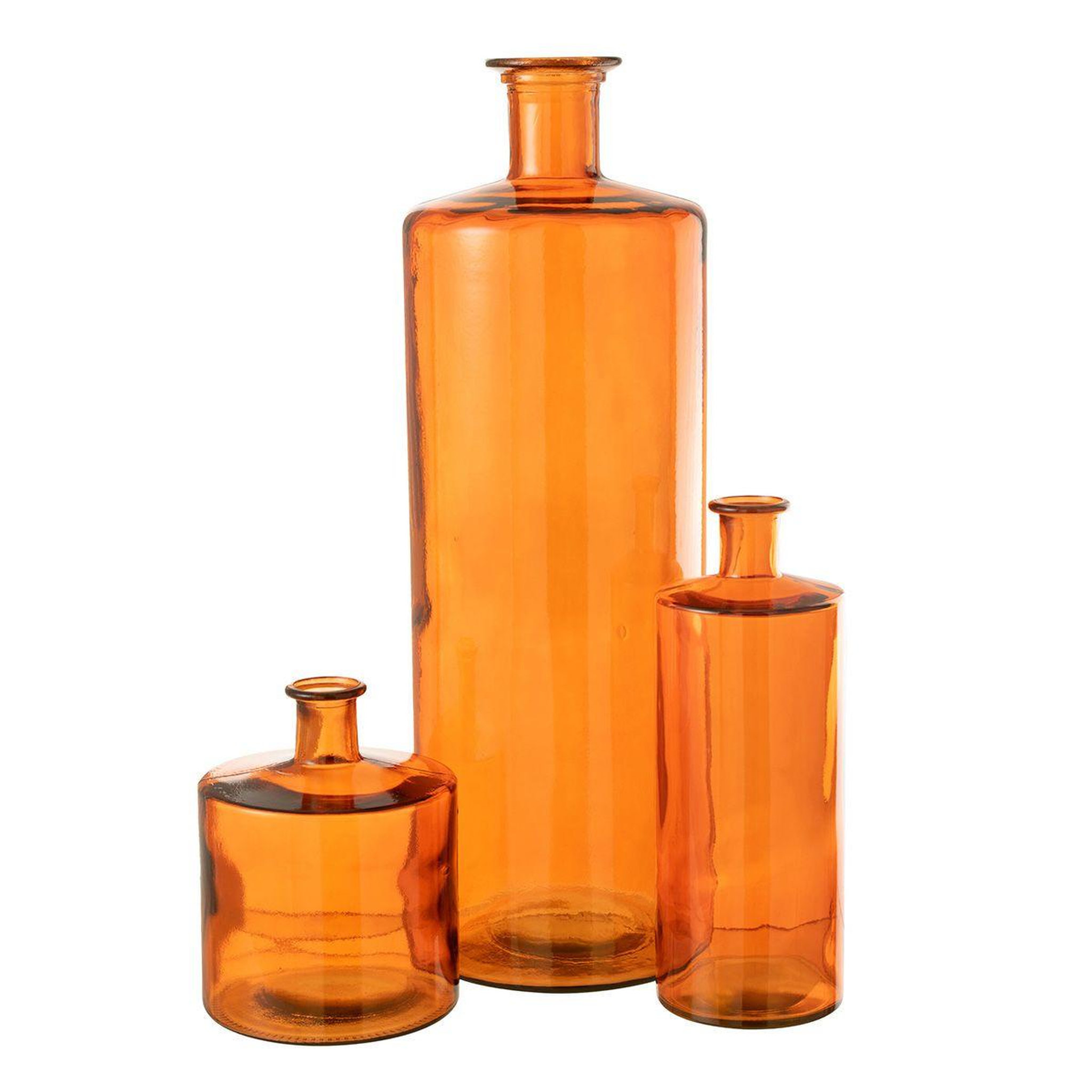 Voir la diapositive 2 : J-LINE Vase déco en verre  bouteille  40cm orange