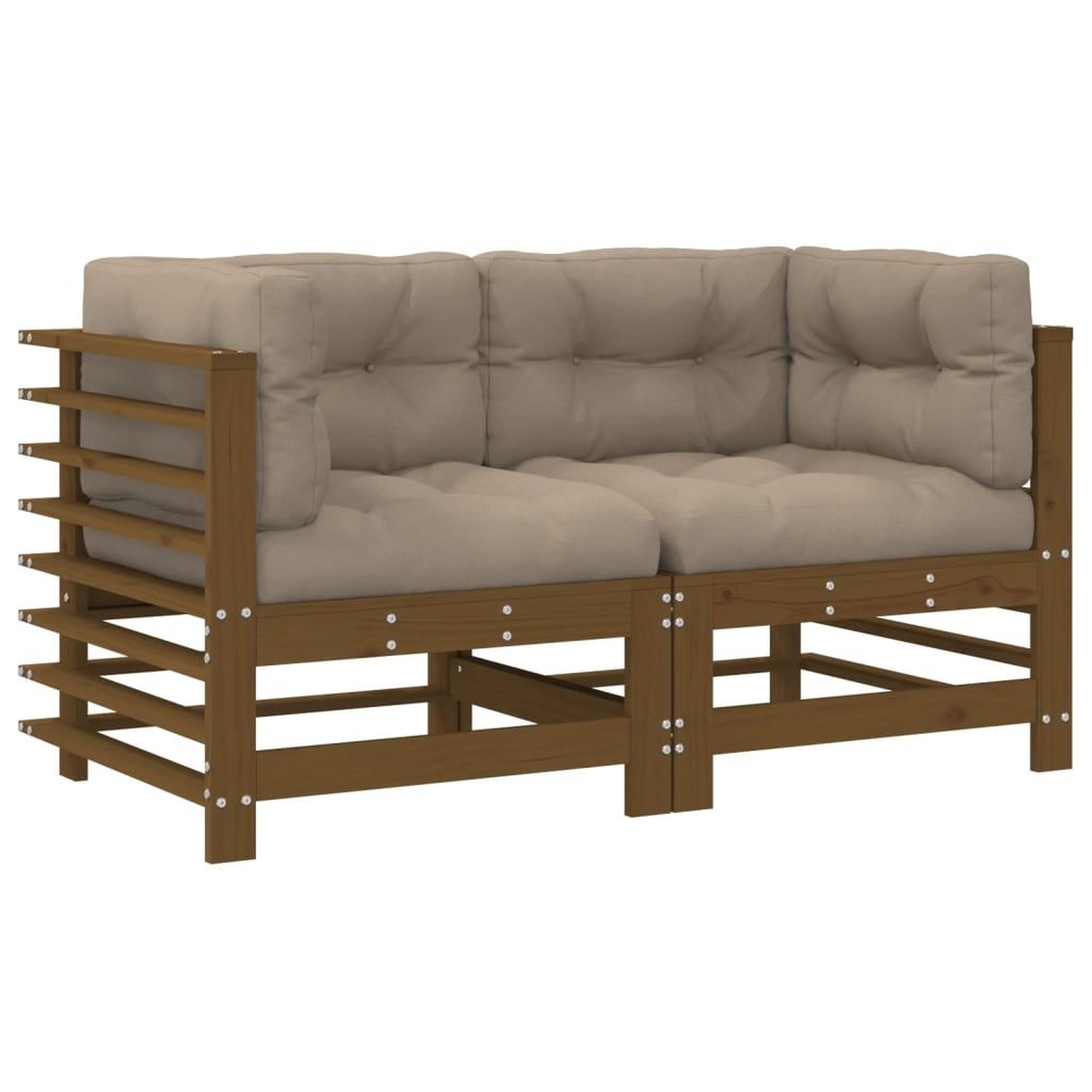 Voir la diapositive 2 : VIDAXL Canapes d'angle et coussins 2pcs marron miel bois de pin massif