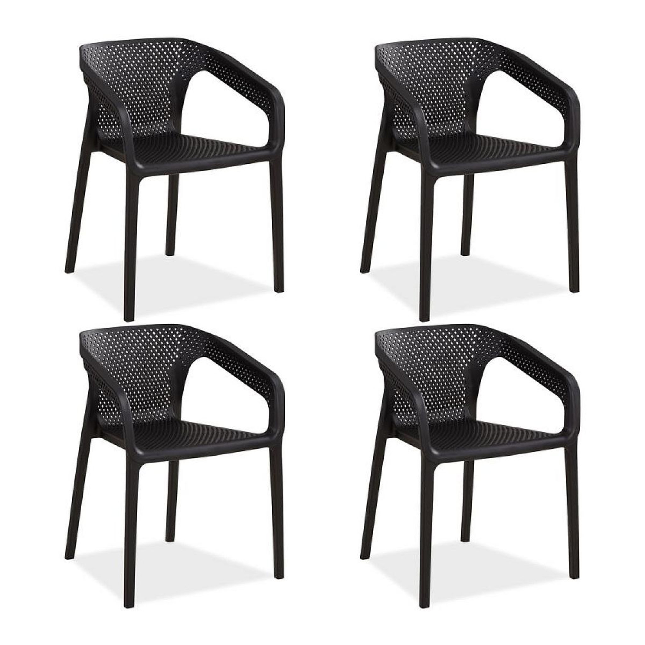 HomeStyle4U Lot de 4 chaises jardin en noir
