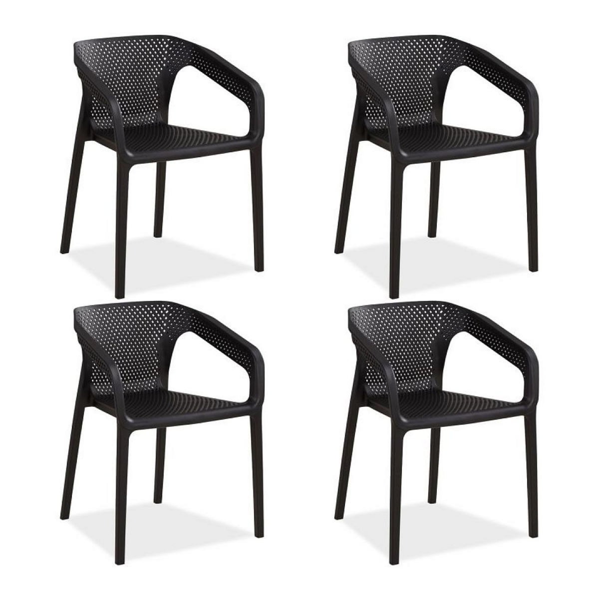 HomeStyle4U Lot de 4 chaises jardin en noir