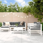 VIDAXL Salon de jardin 7 pcs avec coussins blanc bois massif