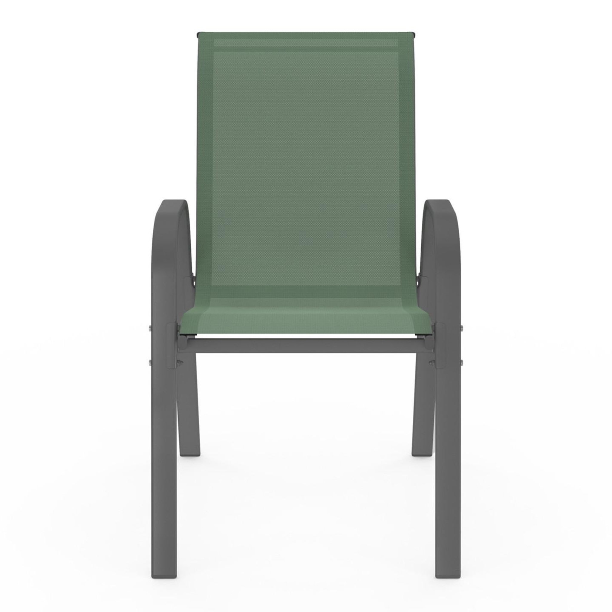 Voir la diapositive 4 : ID MARKET Lot de 6 chaises de jardin lyma métal et textilène empilables vert olive et gris