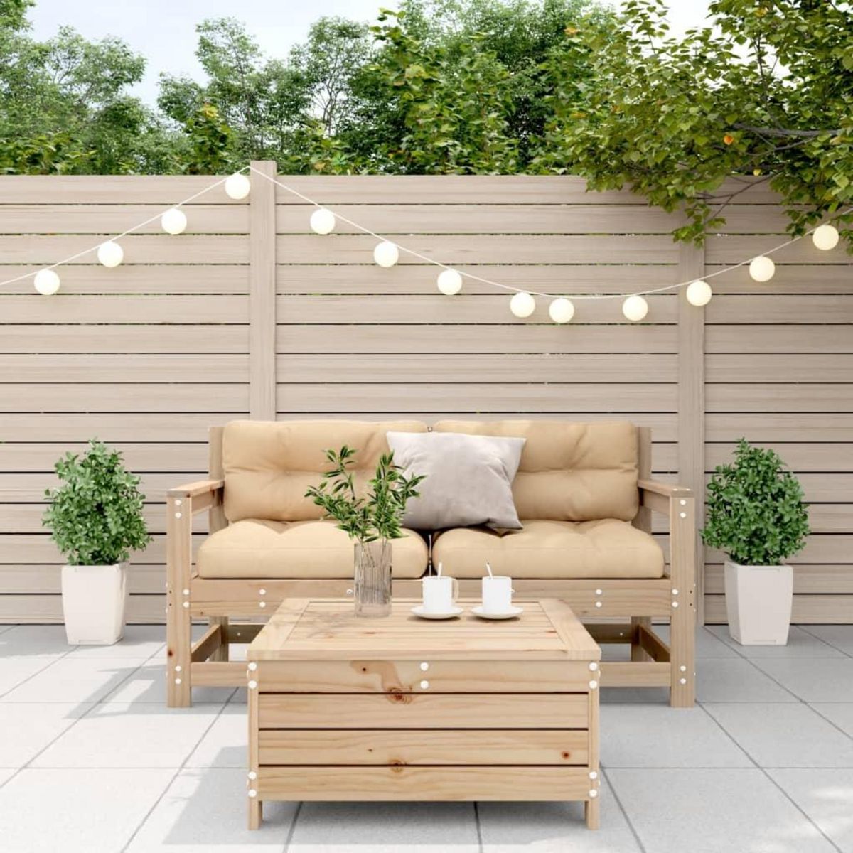 VIDAXL Salon de jardin 3 pcs avec coussins Bois de pin massif