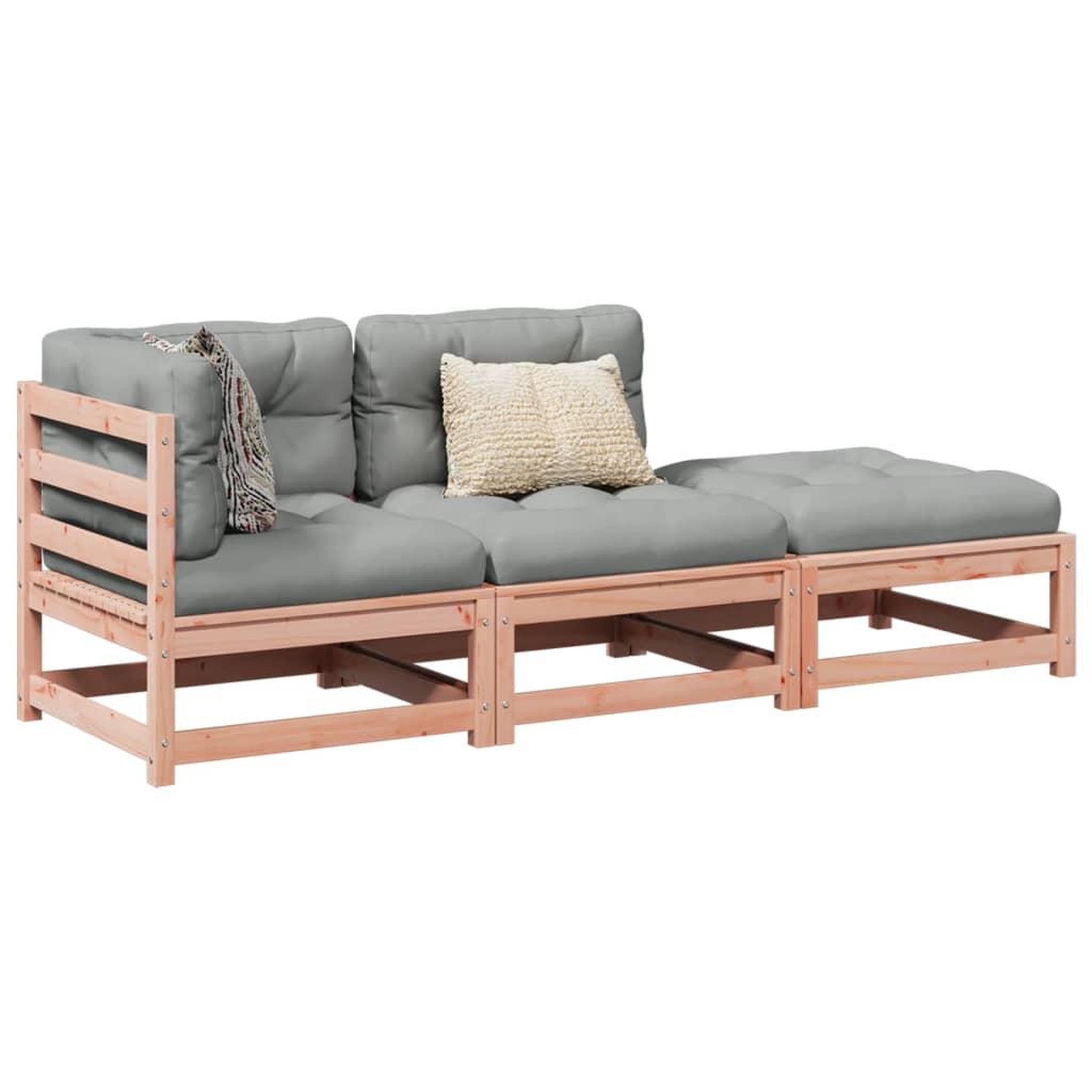 VIDAXL Salon de jardin 3 pcs et coussins bois massif sapin de douglas