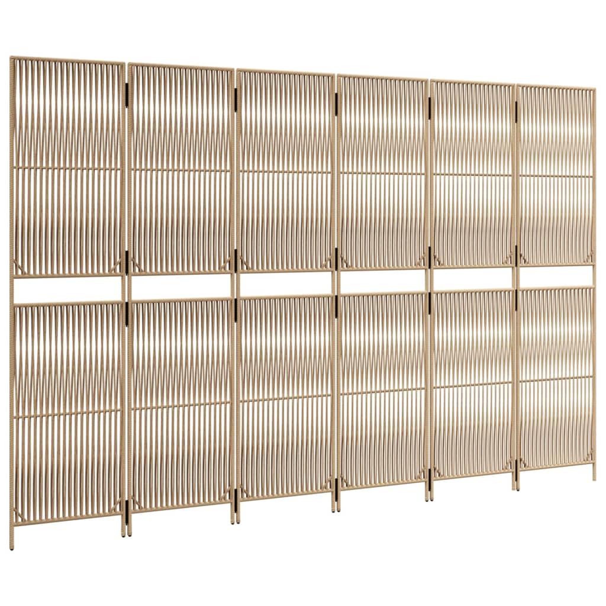 Voir la diapositive 4 : VIDAXL Cloison de separation 6 panneaux beige resine tressee